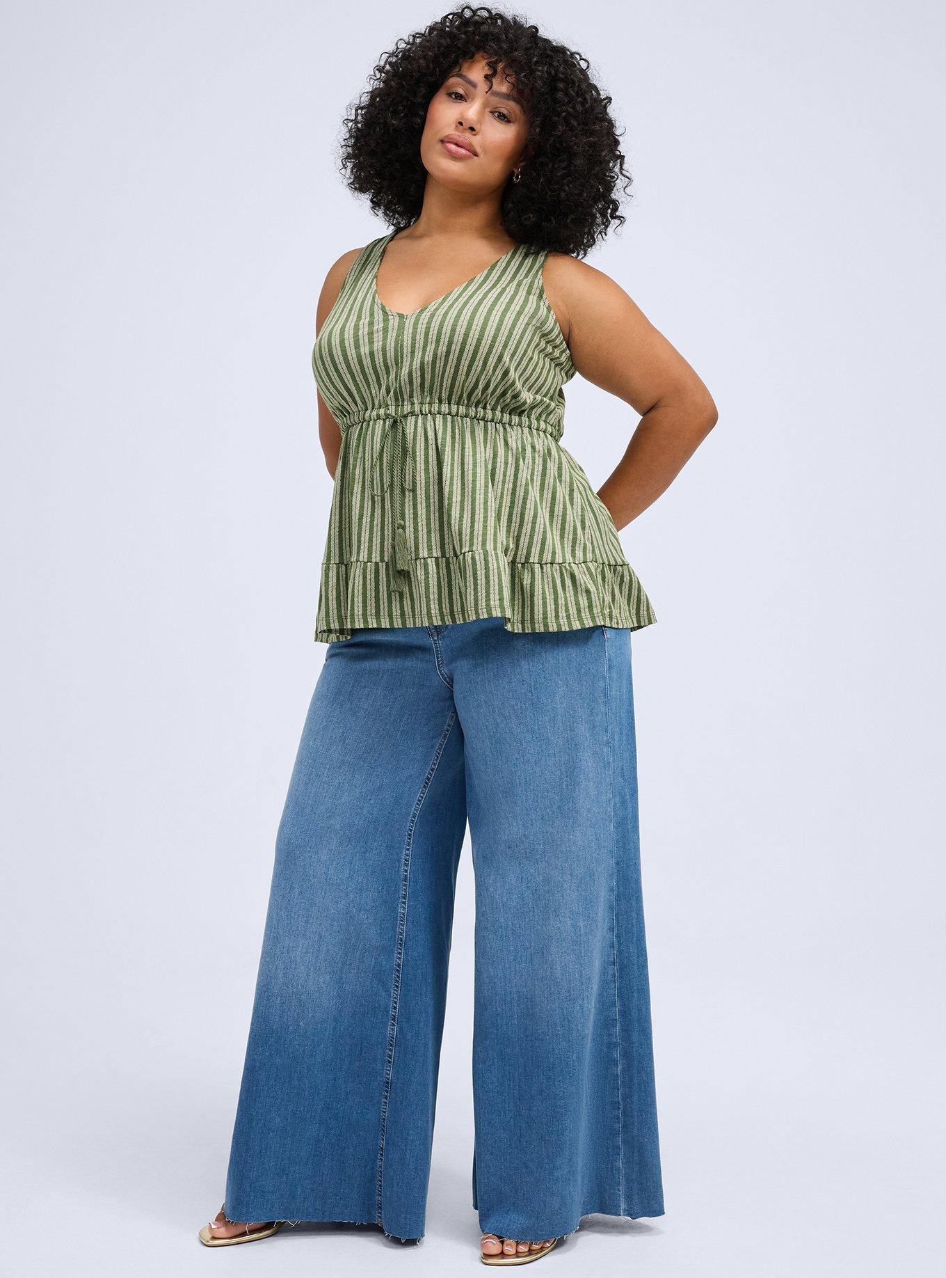 Belle Isle Cinched Waist Sleeveless Top, CARMEN STRIPE GREEN, alternate