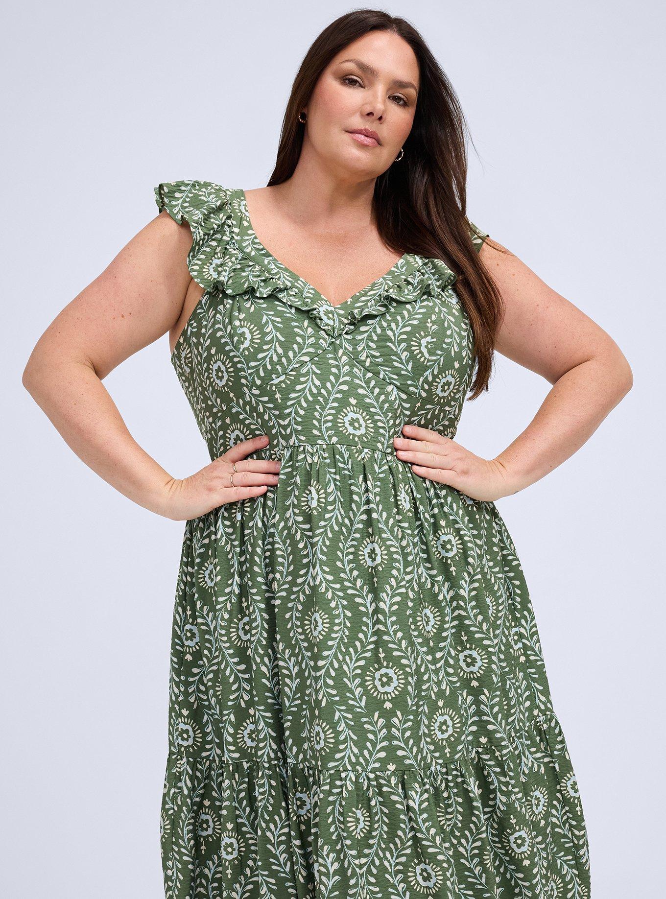 Belle Isle Flutter Sleeve Tiered Maxi Dress, VINE IMPRESSION GREEN, alternate