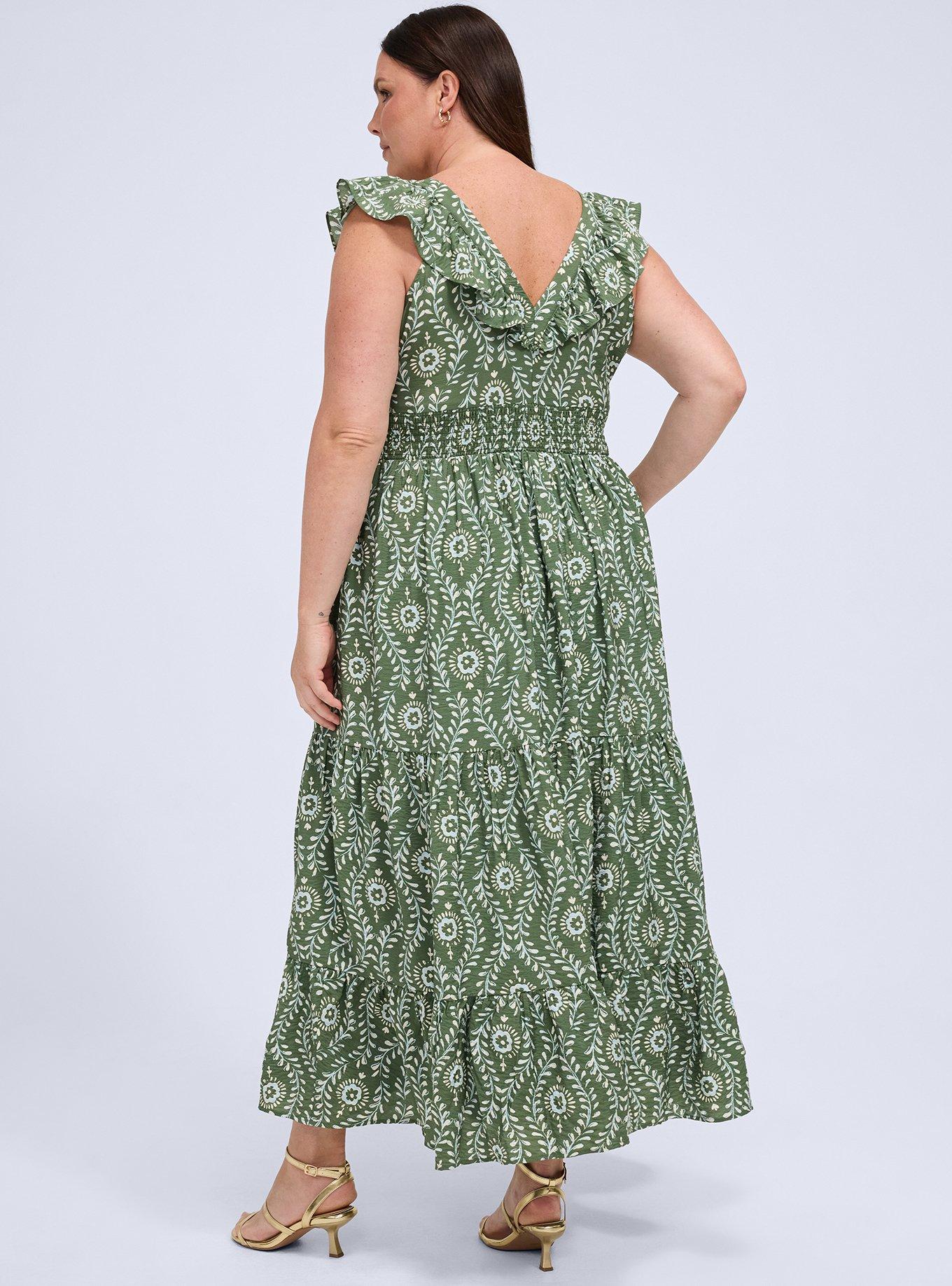 Belle Isle Flutter Sleeve Tiered Maxi Dress, VINE IMPRESSION GREEN, alternate