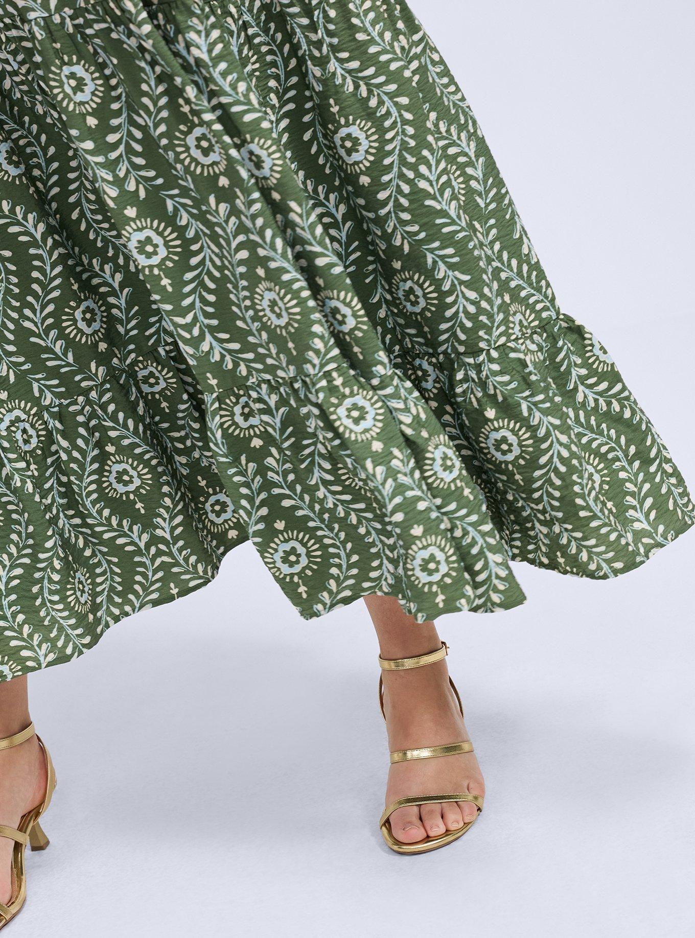 Belle Isle Flutter Sleeve Tiered Maxi Dress, VINE IMPRESSION GREEN, alternate