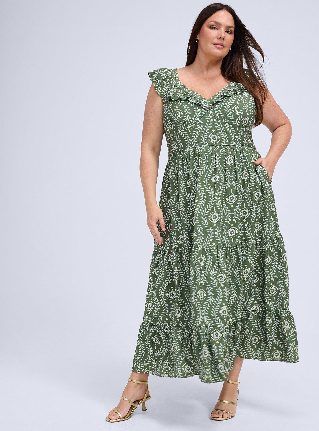 Belle Isle Flutter Sleeve Tiered Maxi Dress, VINE IMPRESSION GREEN, hi-res