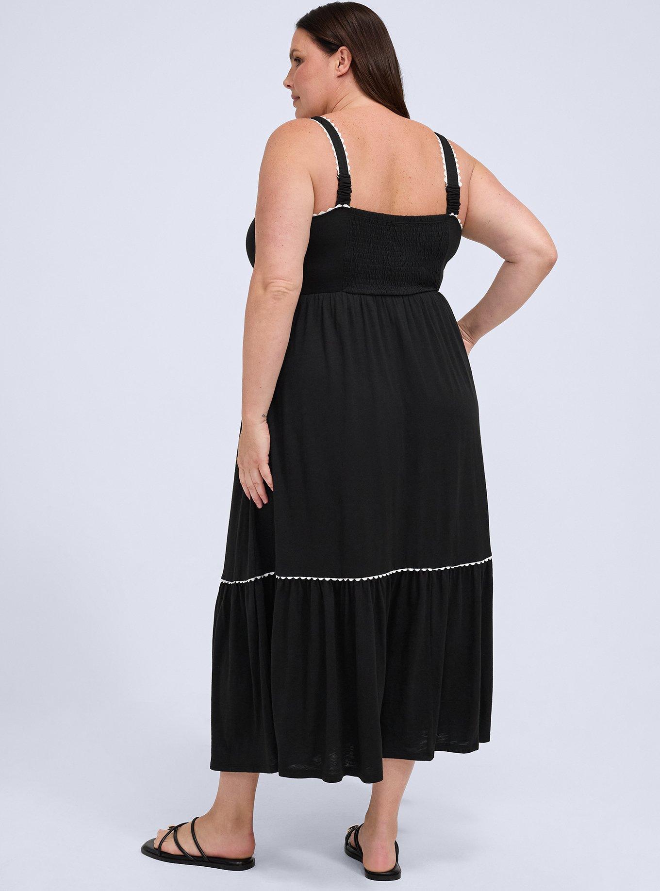 Belle Isle Scallop Trim Maxi Dress, DEEP BLACK, alternate
