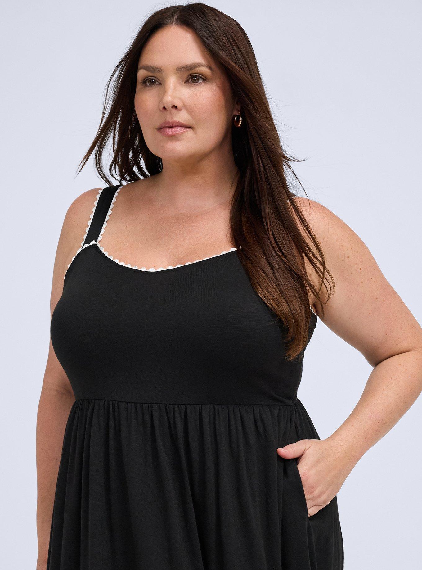 Belle Isle Scallop Trim Maxi Dress, DEEP BLACK, alternate