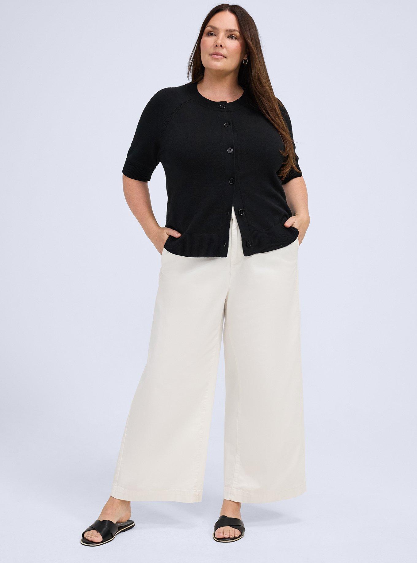 Belle Isle Short Sleeve Pointelle Cardigan, DEEP BLACK, alternate