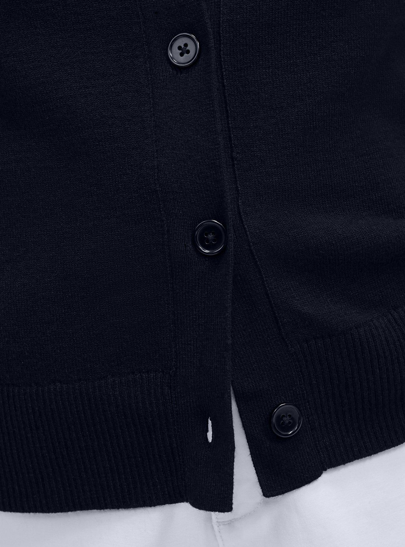 Belle Isle Short Sleeve Pointelle Cardigan, DEEP BLACK, alternate