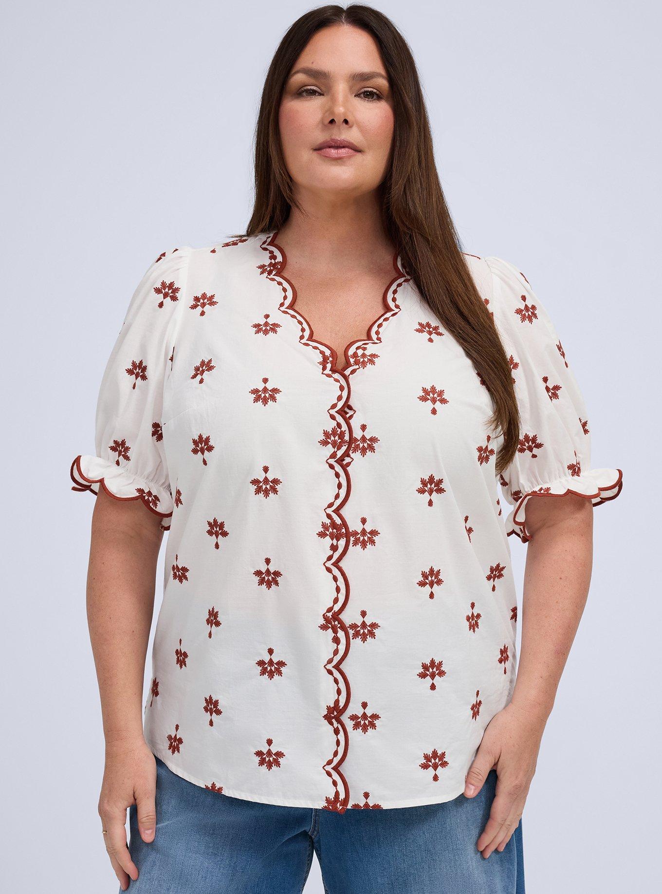 Belle Isle Embroidered Puff Sleeve Top, BRIGHT WHITE, hi-res