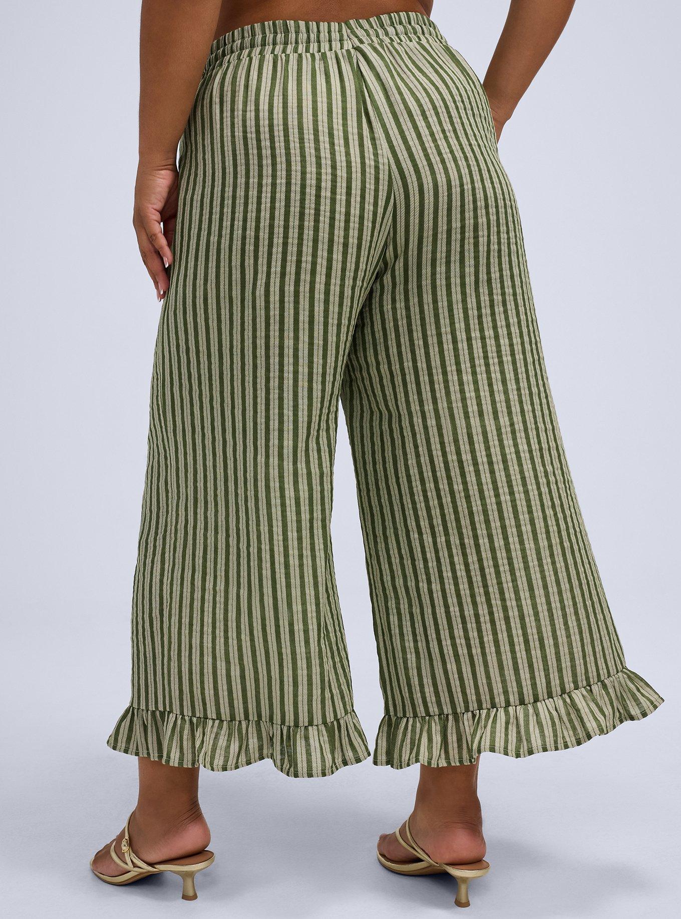 Belle Isle Ruffle Hem Pull-On Pant, CARMEN STRIPE GREEN, alternate