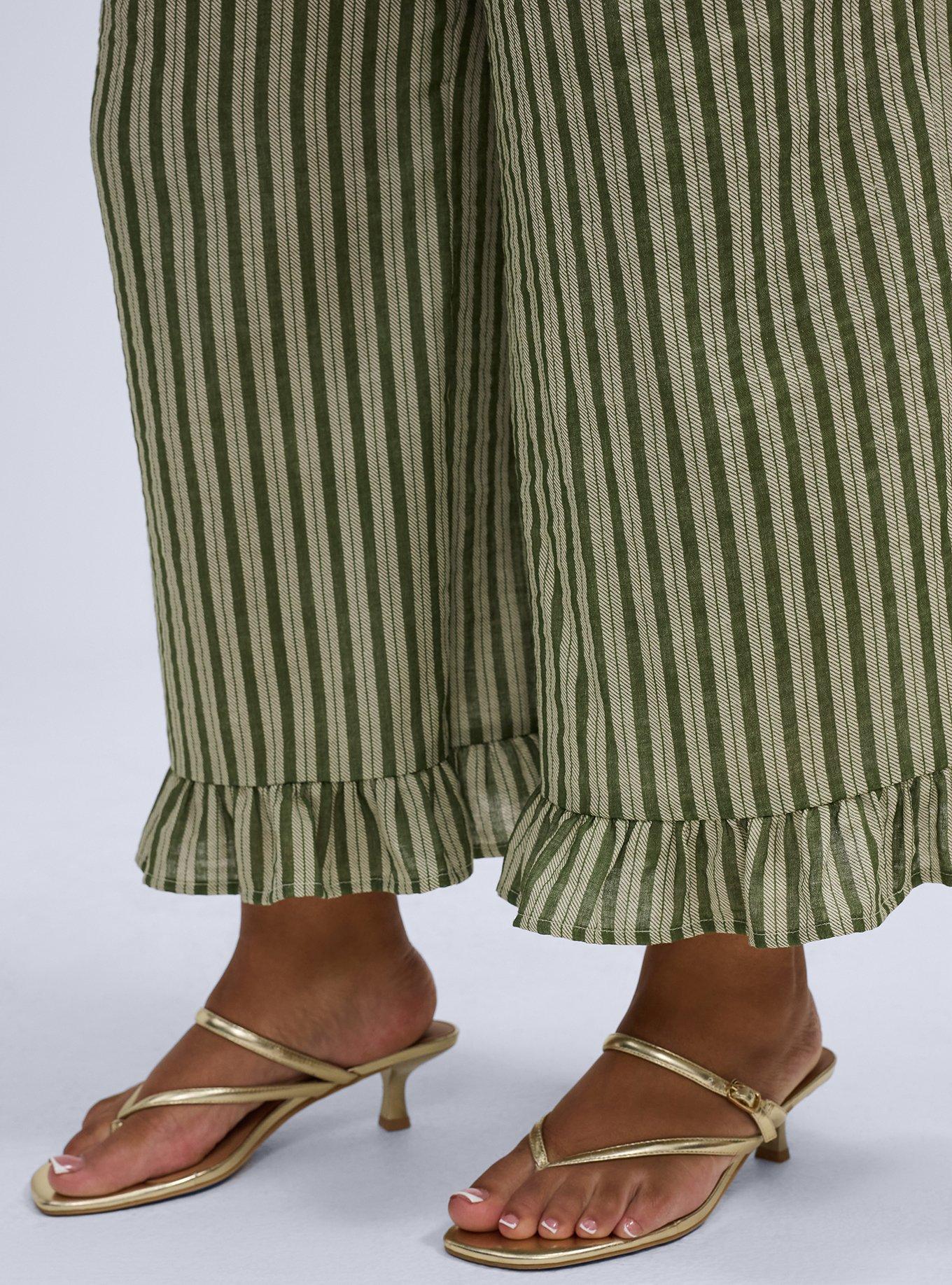 Belle Isle Ruffle Hem Pull-On Pant, CARMEN STRIPE GREEN, alternate
