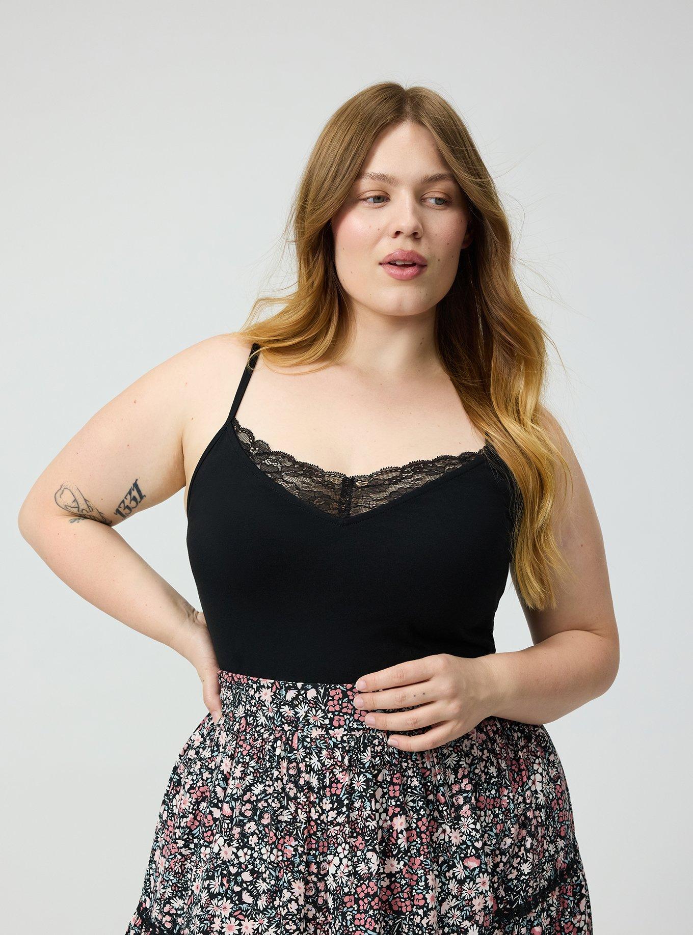 Plus Size - Foxy Lace Trim V-Neck Cami - Torrid