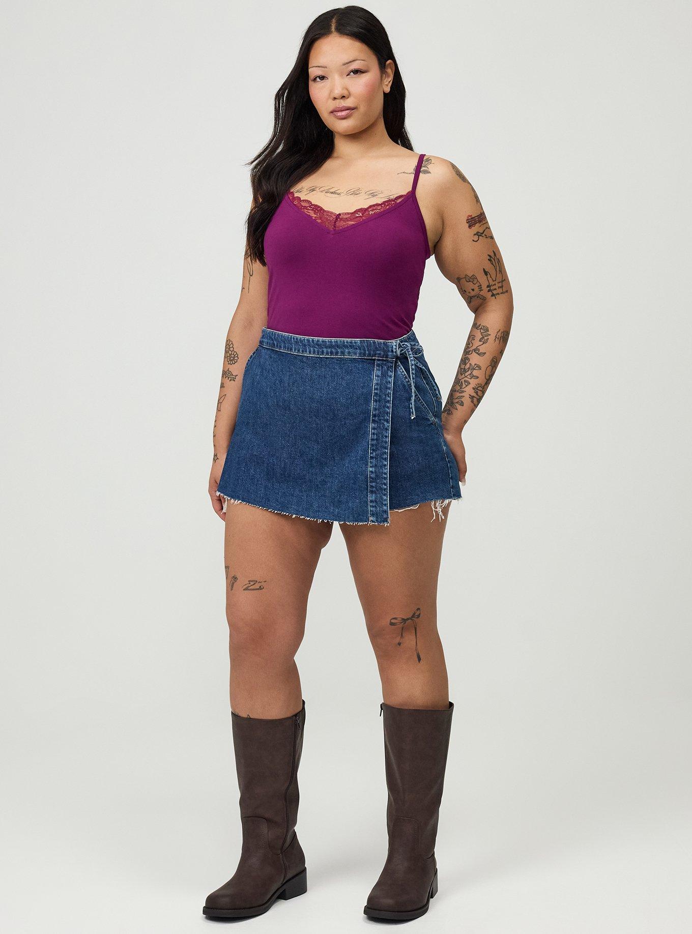 Foxy Lace Trim V-Neck Cami, PLUM CASPIA, alternate