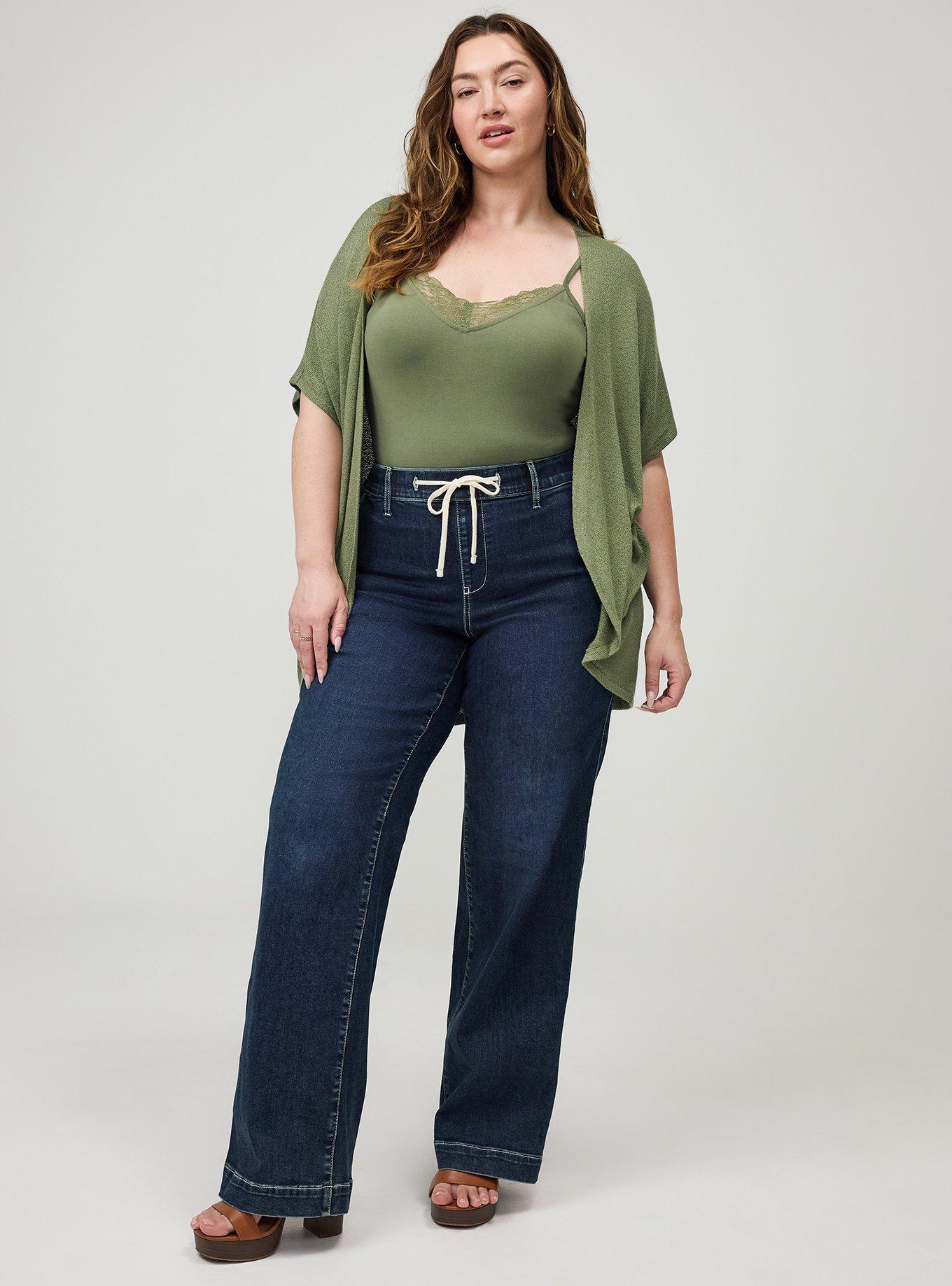 Foxy Lace Trim V-Neck Cami, OLIVINE, alternate