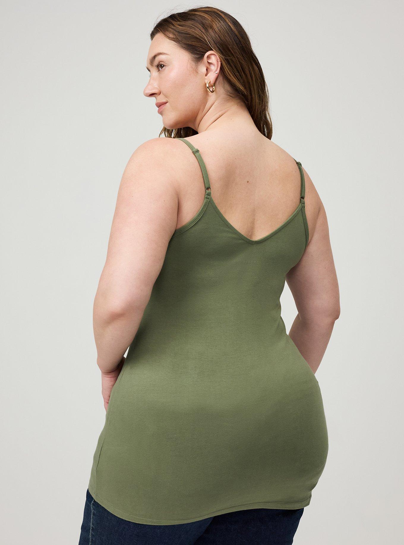Foxy Lace Trim V-Neck Cami, OLIVINE, alternate