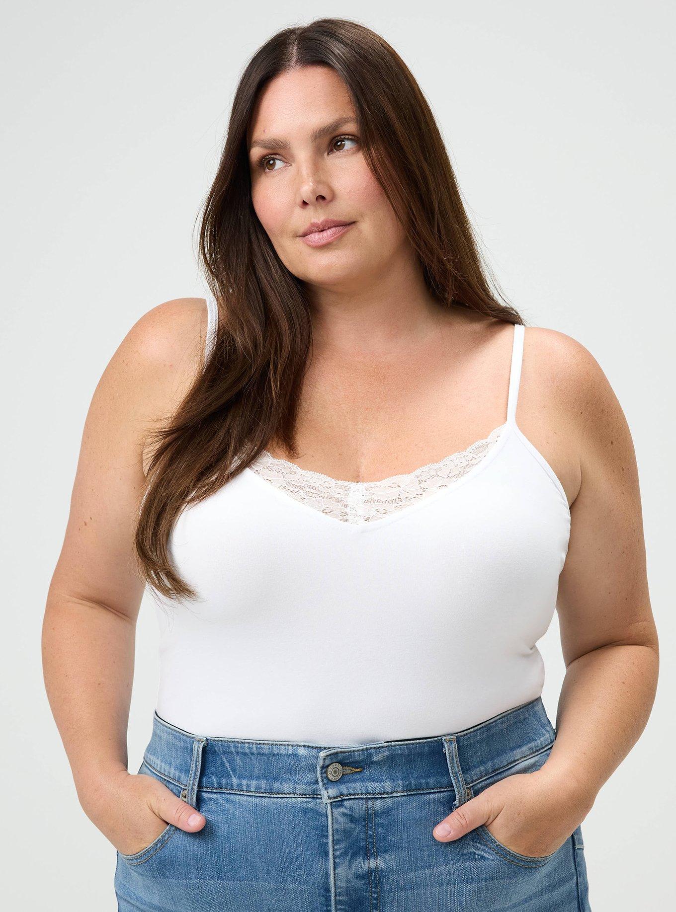Foxy Lace Trim V-Neck Cami, BLANC DE BLANC, alternate