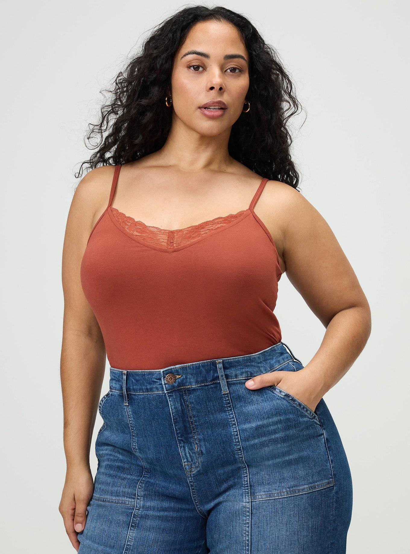 Foxy Lace Trim V-Neck Cami, ROASTED RUSSET, alternate