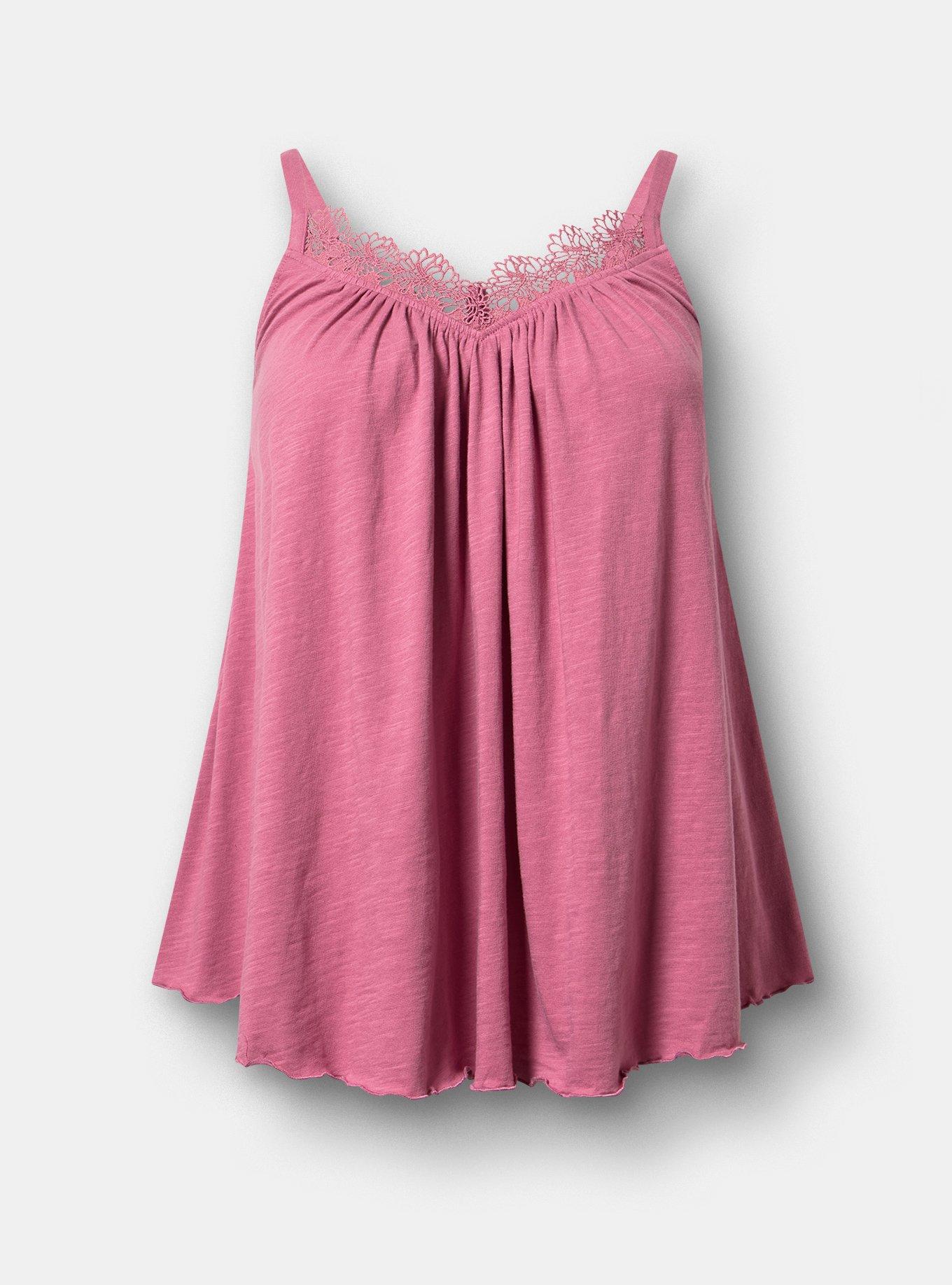 Heritage Slub Lace Trim Swing Cami, MELLOW MAUVE, flat