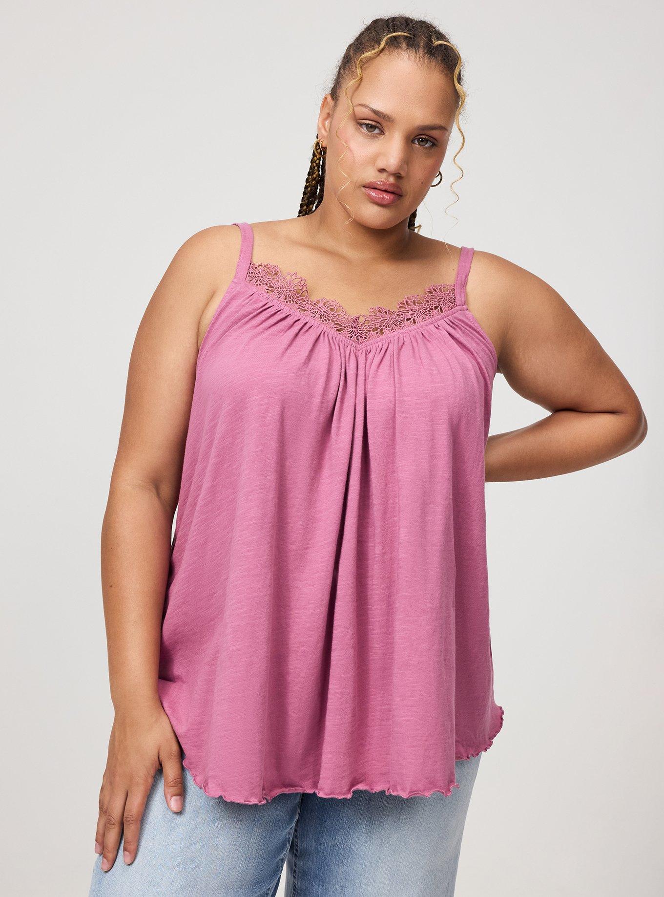Heritage Slub Lace Trim Swing Cami, MELLOW MAUVE, hi-res