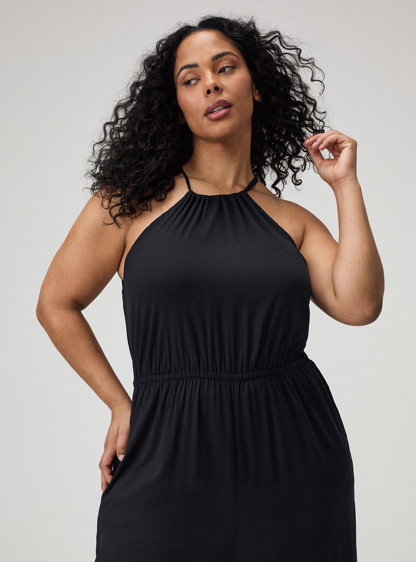 Halter Wide-Leg Jumpsuit, DEEP BLACK, alternate
