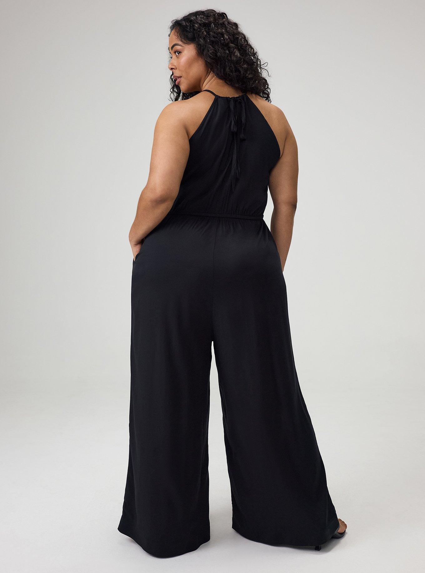 Halter Wide-Leg Jumpsuit, DEEP BLACK, alternate