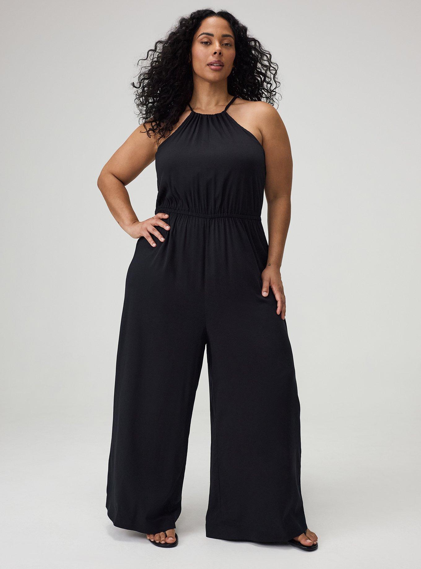 Halter Wide-Leg Jumpsuit, DEEP BLACK, hi-res