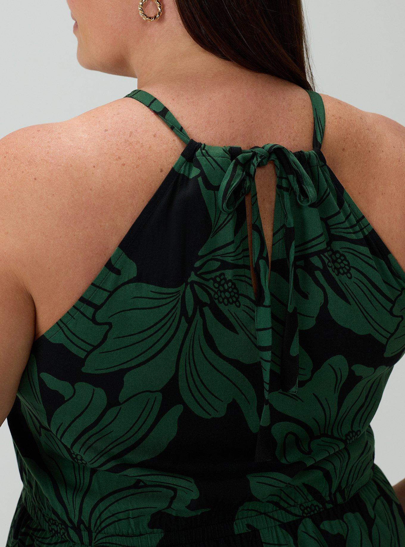 Halter Wide-Leg Jumpsuit, GRAPHIC LILY GREEN, alternate