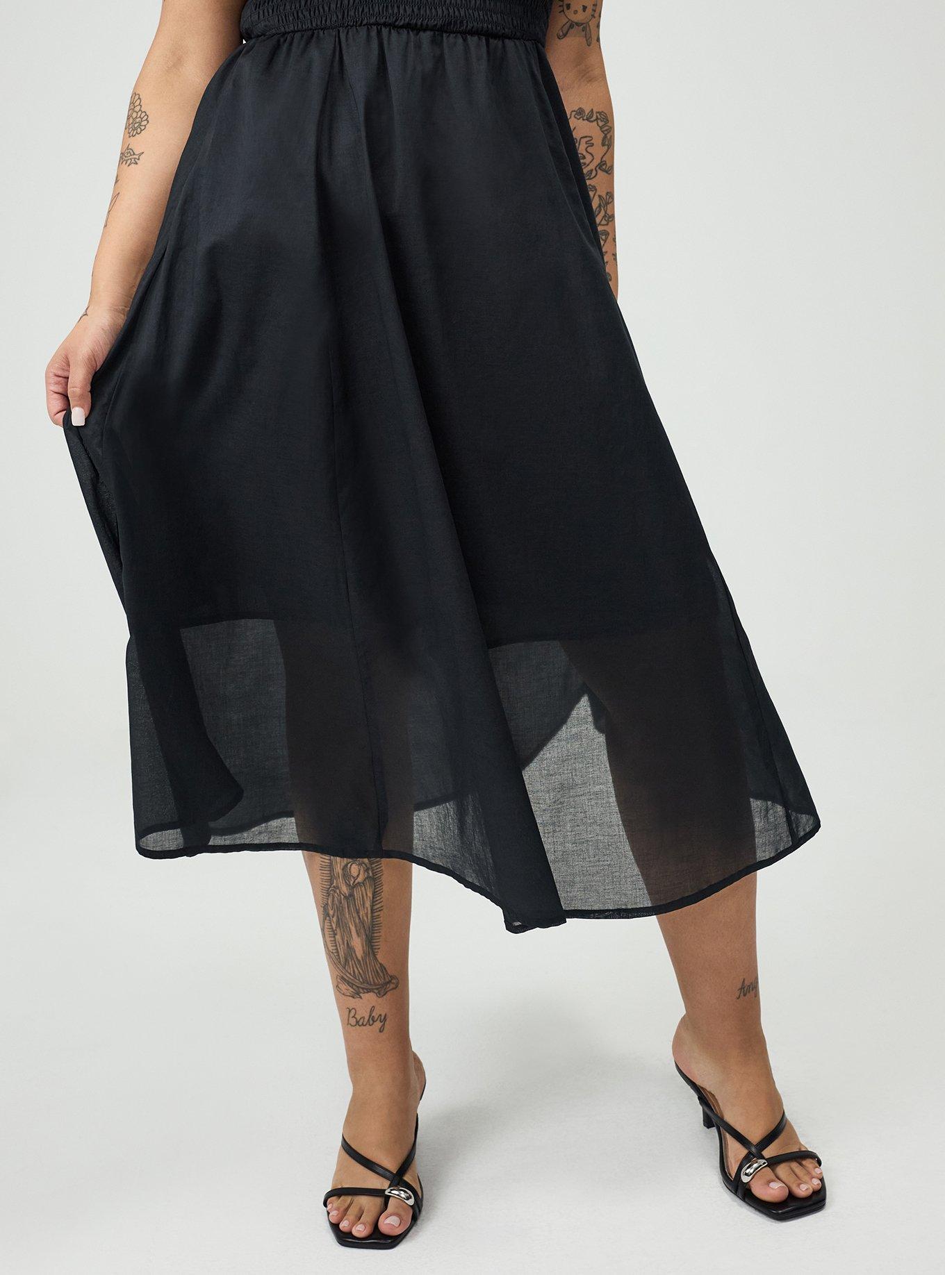 Plus Size Smocked Tube Tea Length Dress, DEEP BLACK, alternate