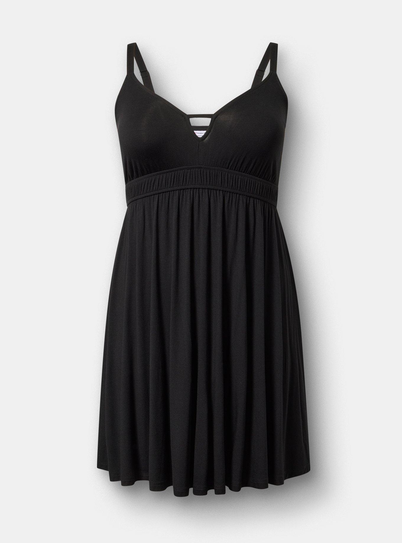 Deep V-Neck Mini Dress, DEEP BLACK, hi-res