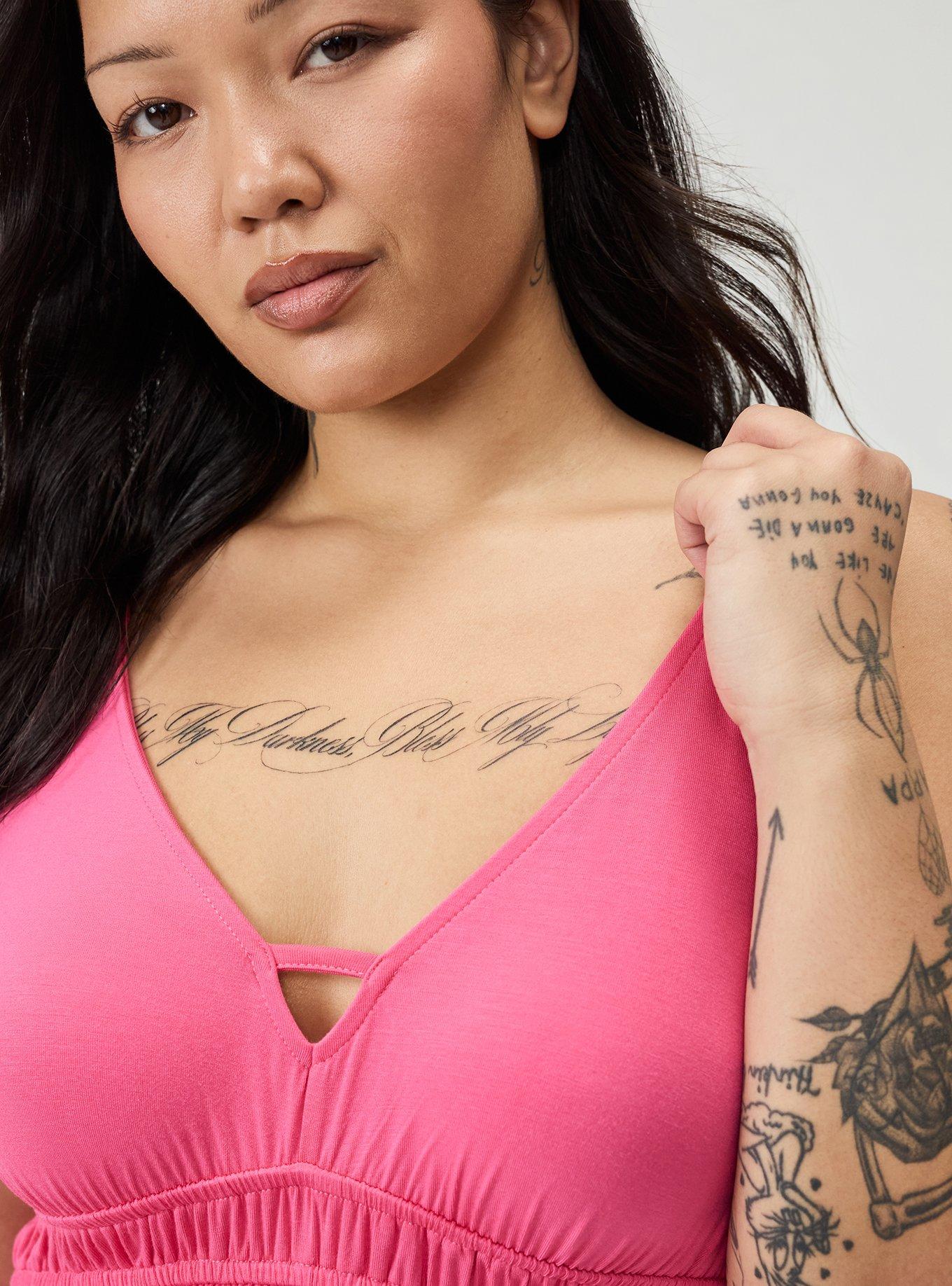 Deep V-Neck Mini Dress, FANDANGO PINK, alternate