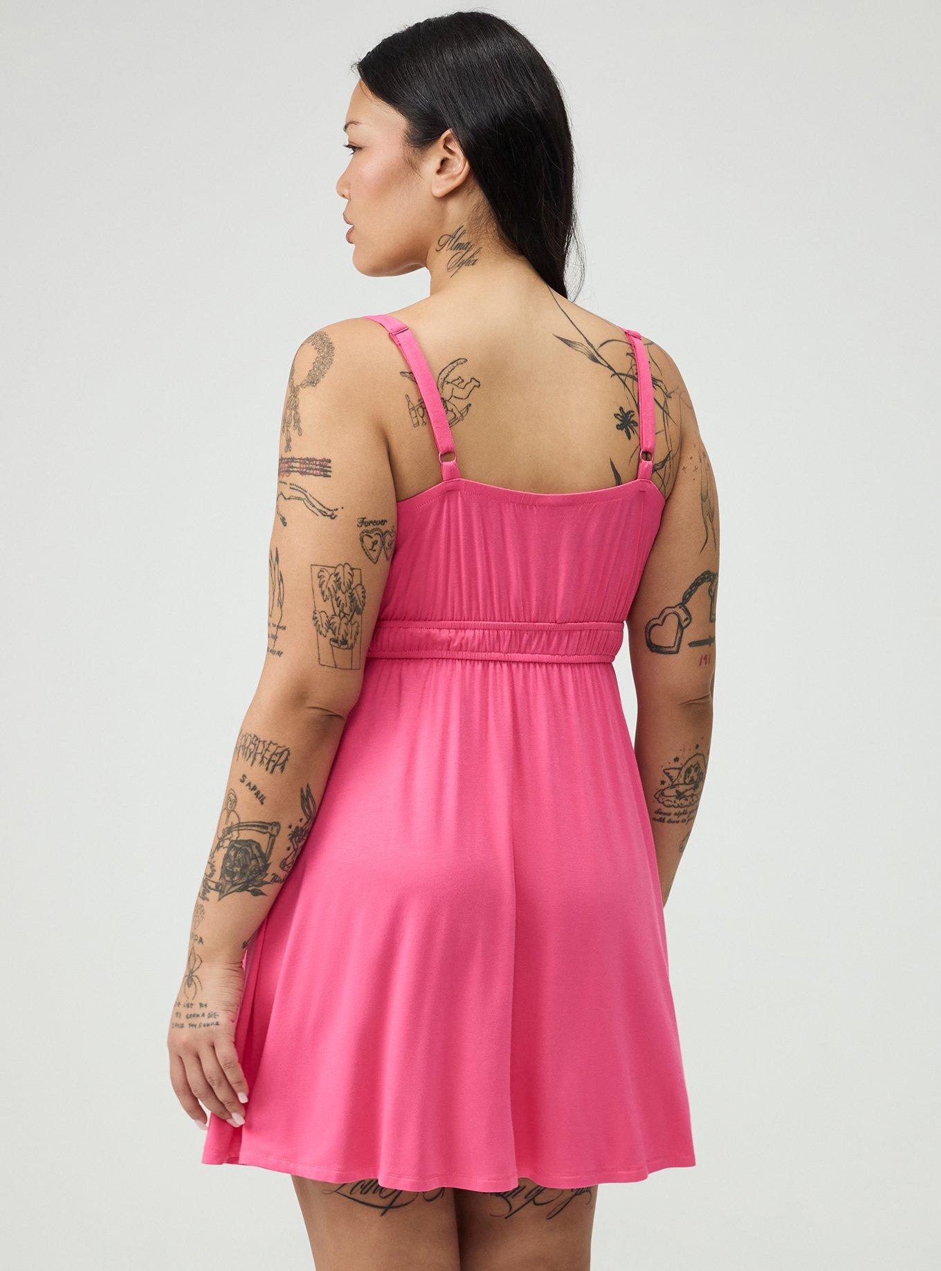 Deep V-Neck Mini Dress, FANDANGO PINK, alternate