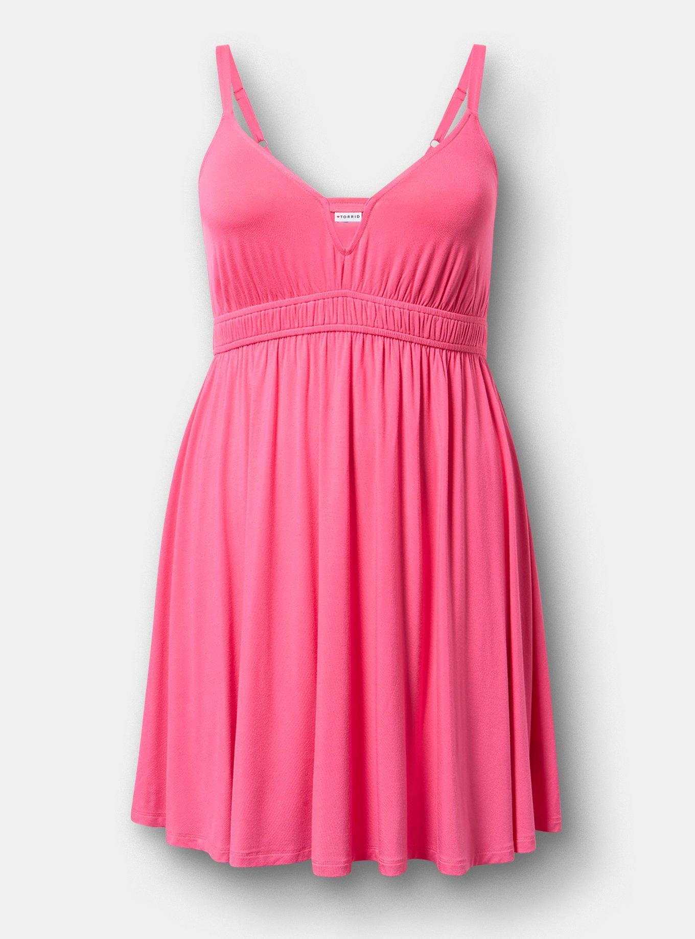 Deep V-Neck Mini Dress, FANDANGO PINK, flat