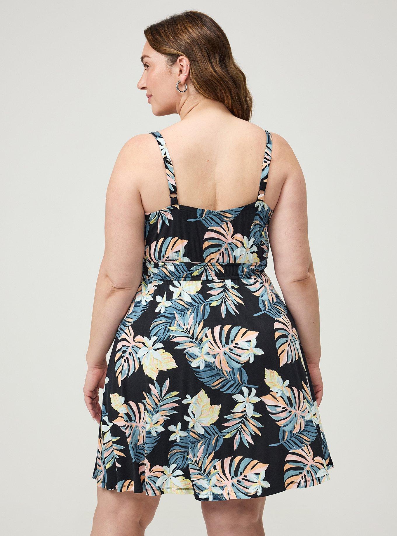 Deep V-Neck Mini Dress, LUSH TROPICAL MULTI, alternate