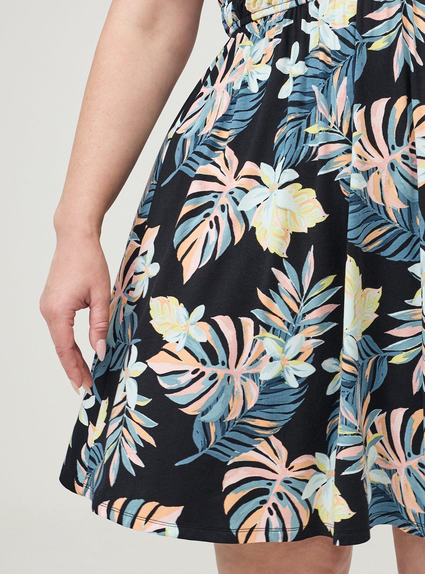 Deep V-Neck Mini Dress, LUSH TROPICAL MULTI, alternate