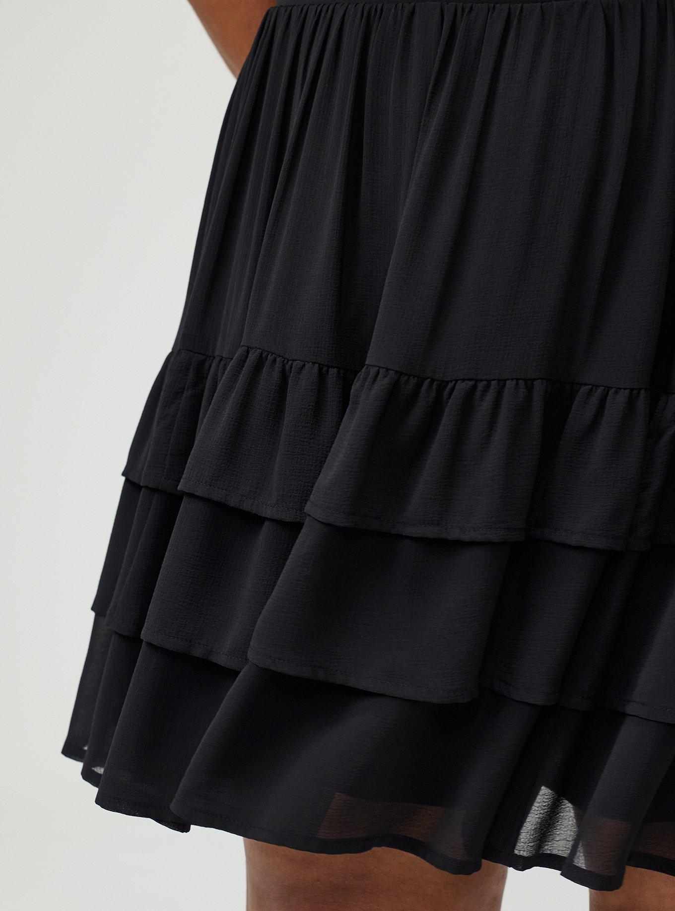 Plus Size Tiered Mini Skirt, DEEP BLACK, alternate