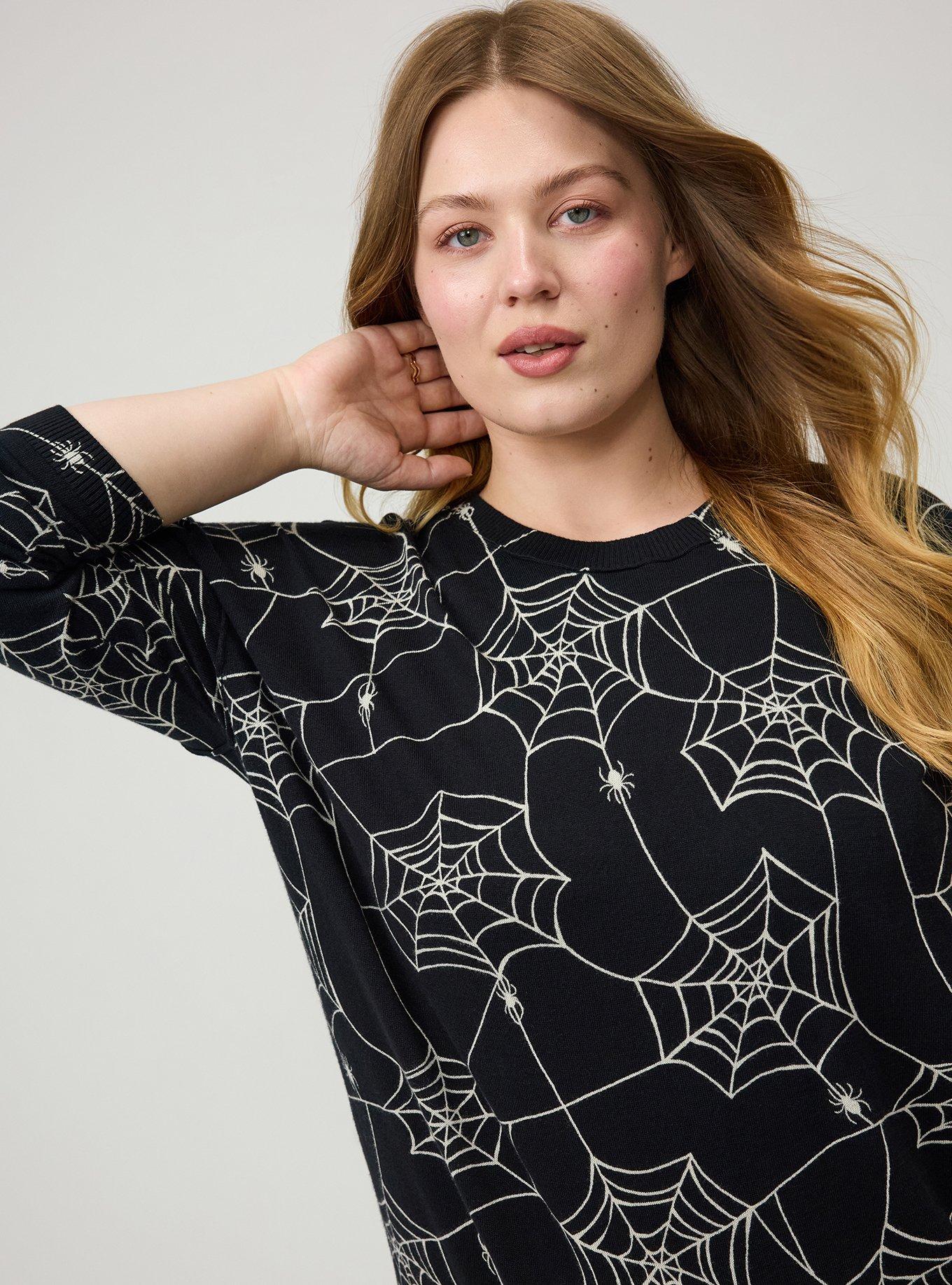 Crew Pullover Sweater, TUESDAY SPIDERS BLACK, alternate