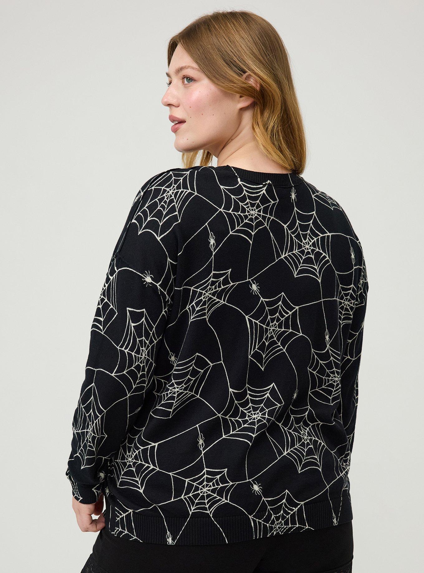 Crew Pullover Sweater, TUESDAY SPIDERS BLACK, alternate