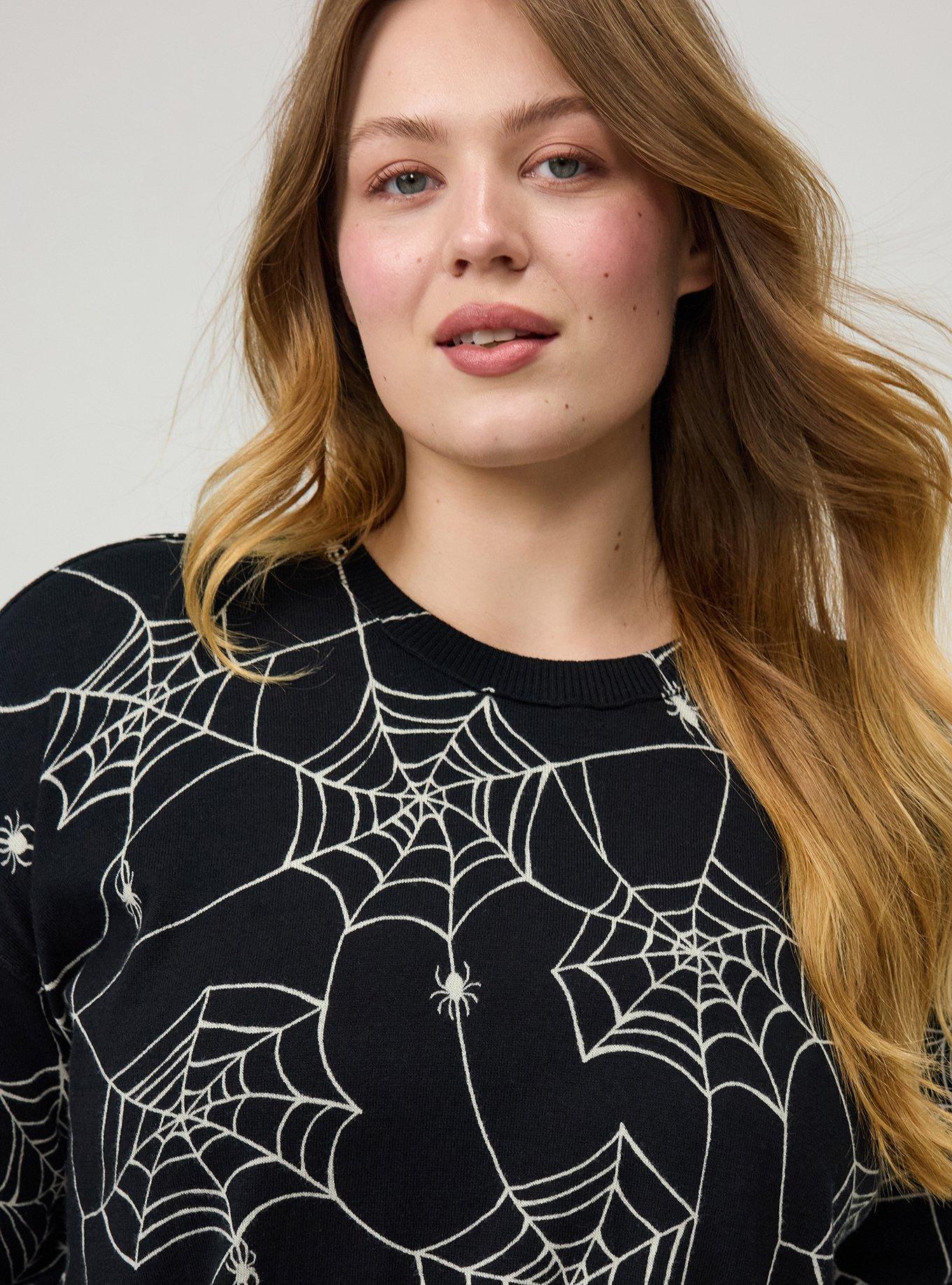 Crew Pullover Sweater, TUESDAY SPIDERS BLACK, alternate