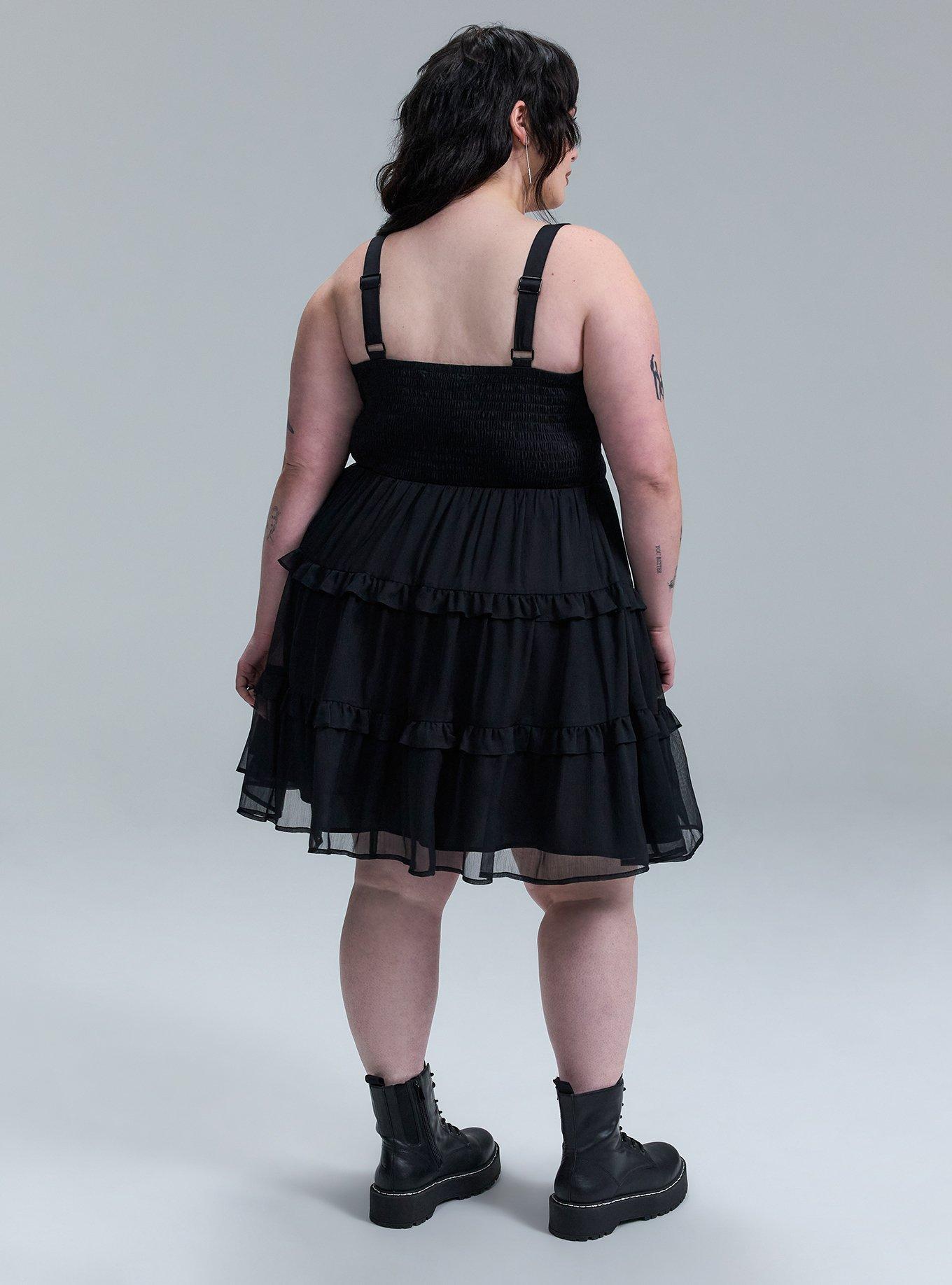 Nightfall Tiered Babydoll Mini Dress, DEEP BLACK, alternate