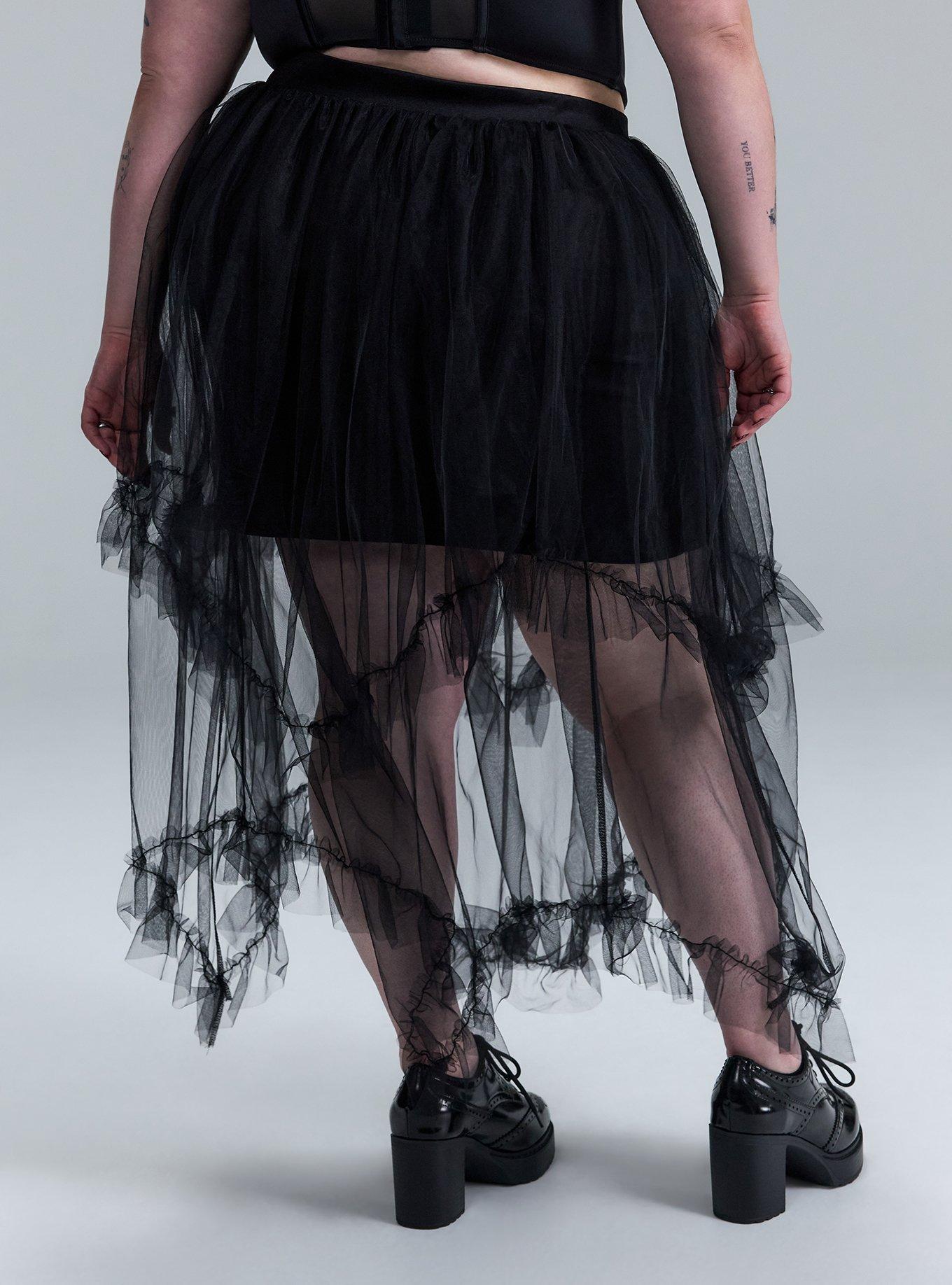 Nightfall Hanky Hem Tulle Skirt, DEEP BLACK, alternate