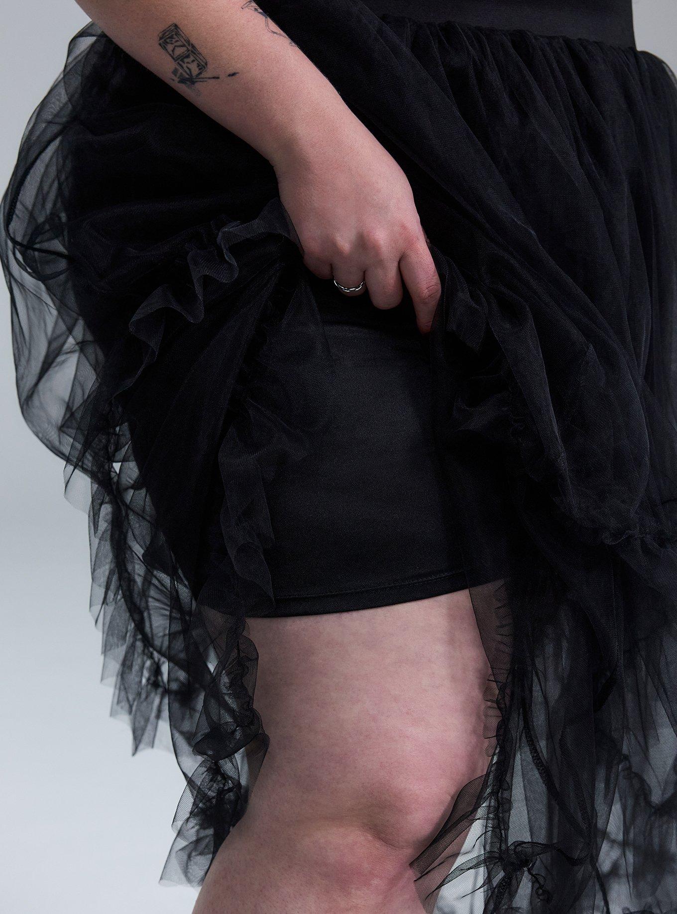 Nightfall Hanky Hem Tulle Skirt, DEEP BLACK, alternate