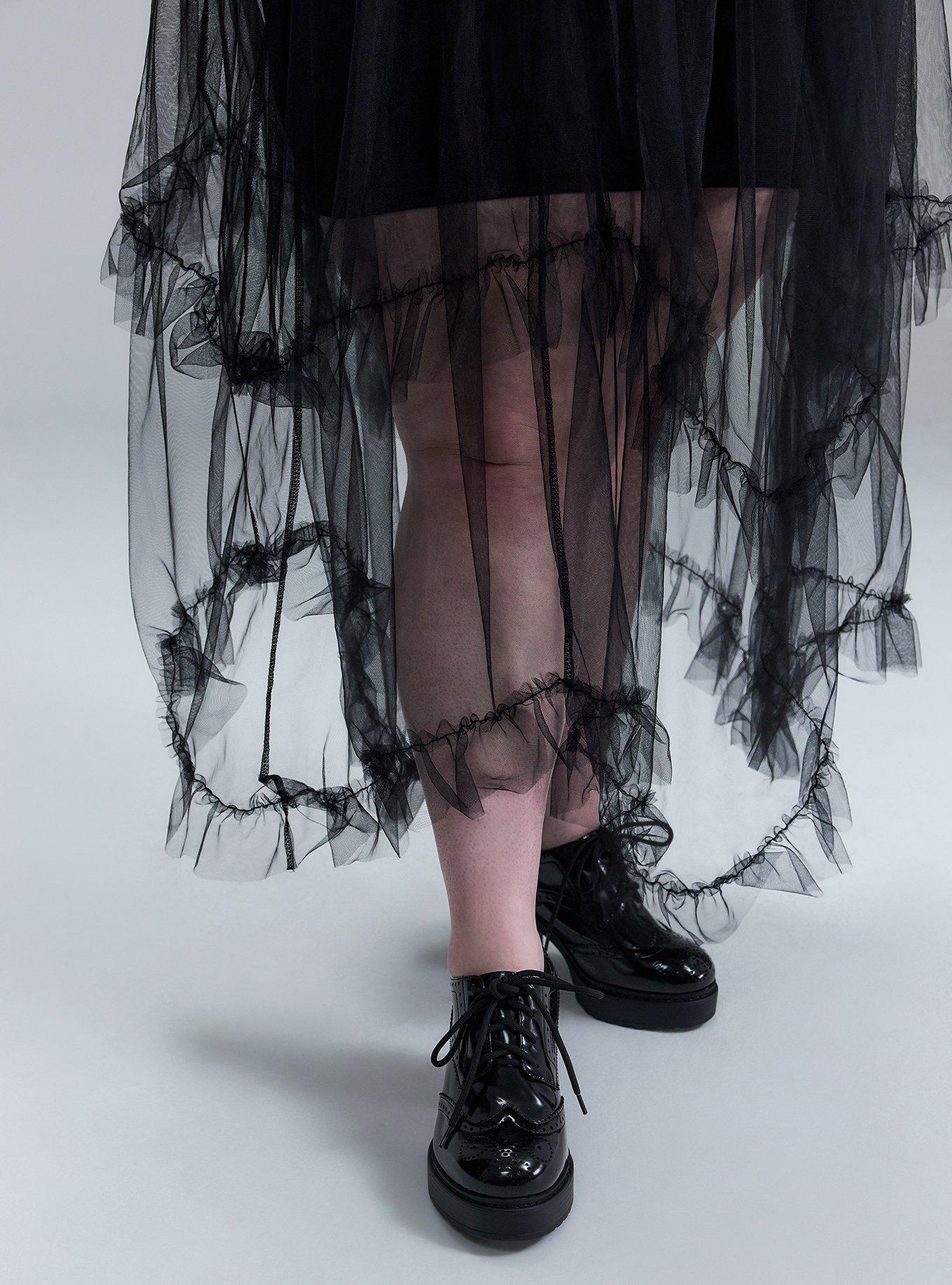 Nightfall Hanky Hem Tulle Skirt, DEEP BLACK, alternate