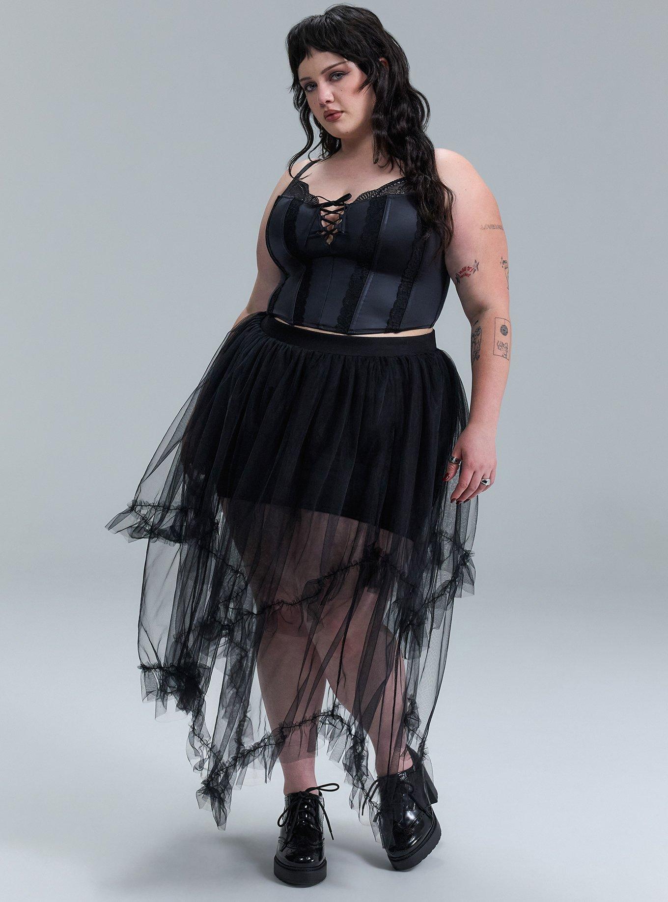 Nightfall Hanky Hem Tulle Skirt, DEEP BLACK, alternate