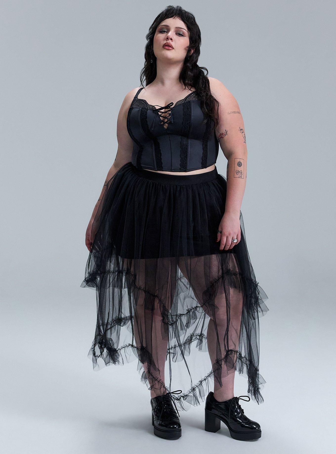 Nightfall Hanky Hem Tulle Skirt, DEEP BLACK, hi-res