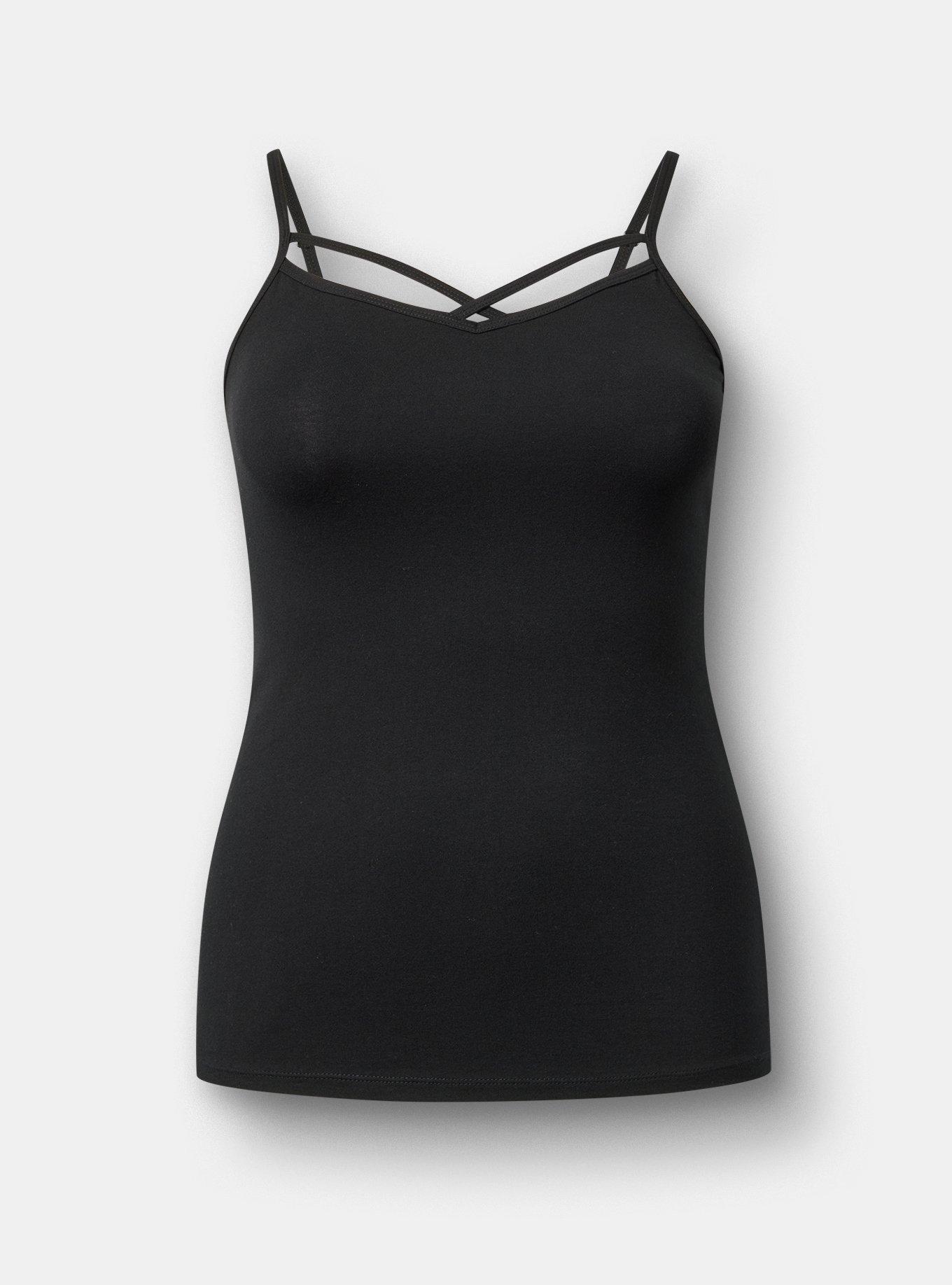 Foxy Strappy Cami, DEEP BLACK, flat