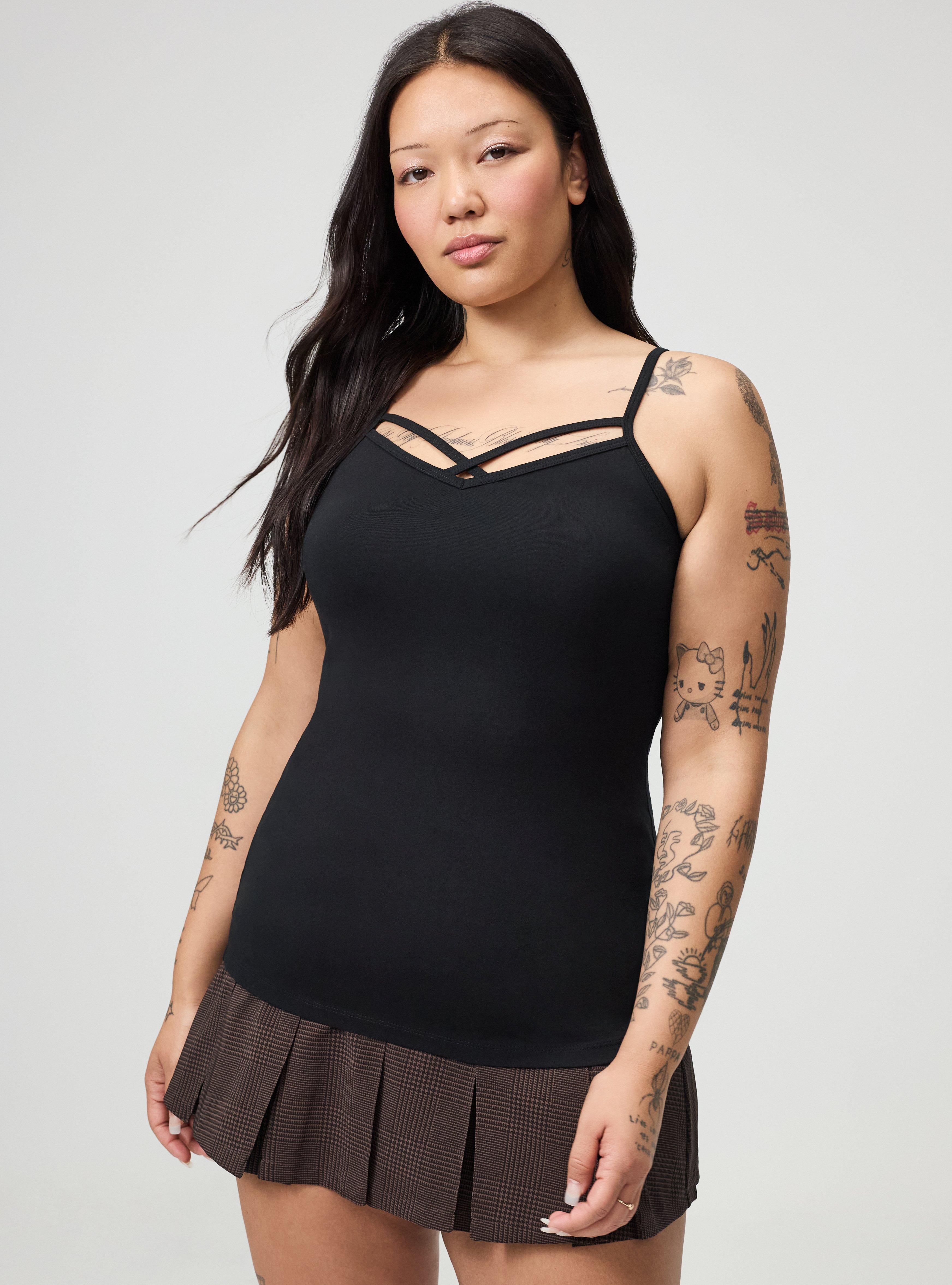 Foxy Strappy Cami, DEEP BLACK, hi-res
