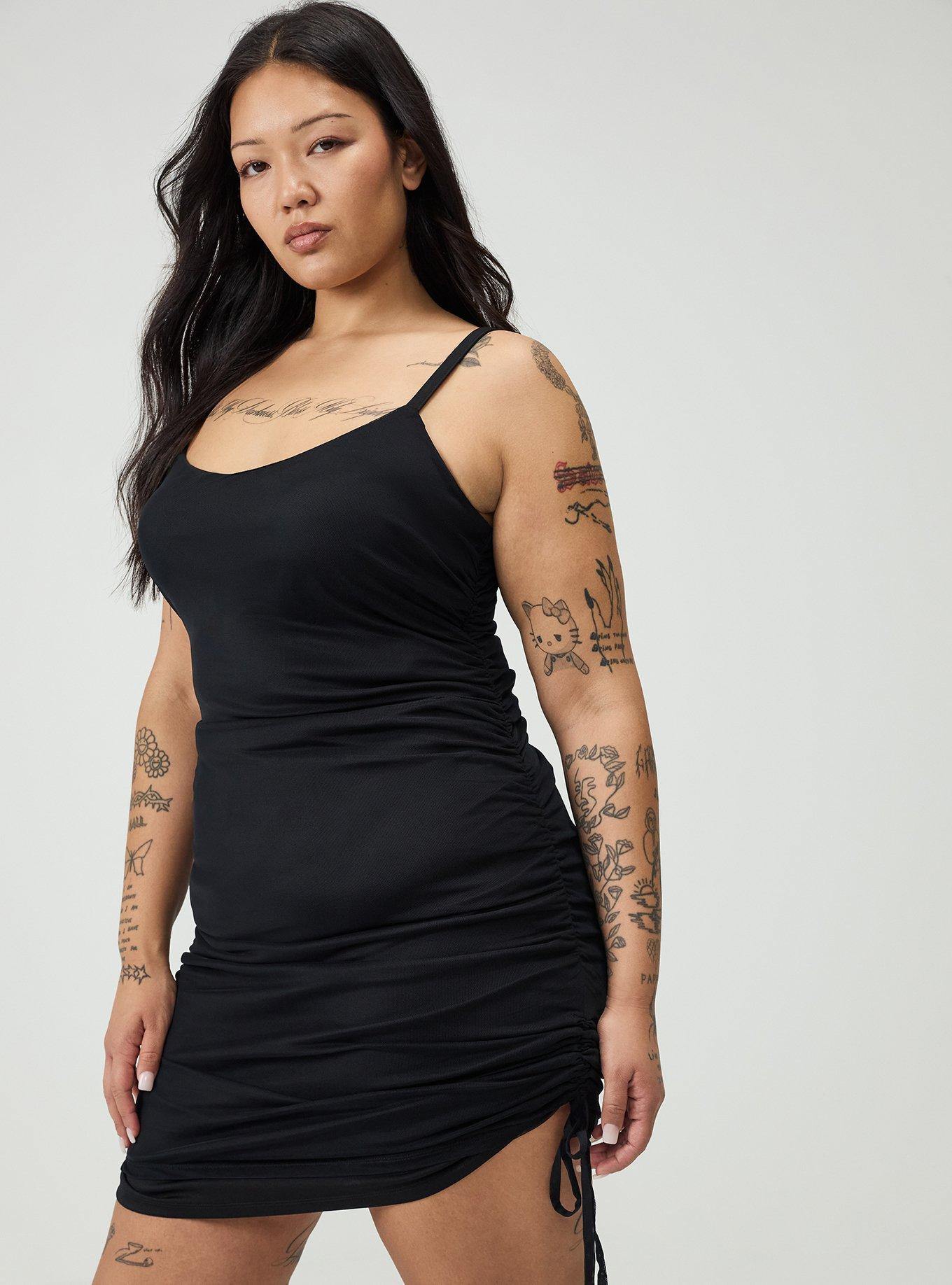 Ruched Bodycon Mesh Mini Dress, DEEP BLACK, alternate