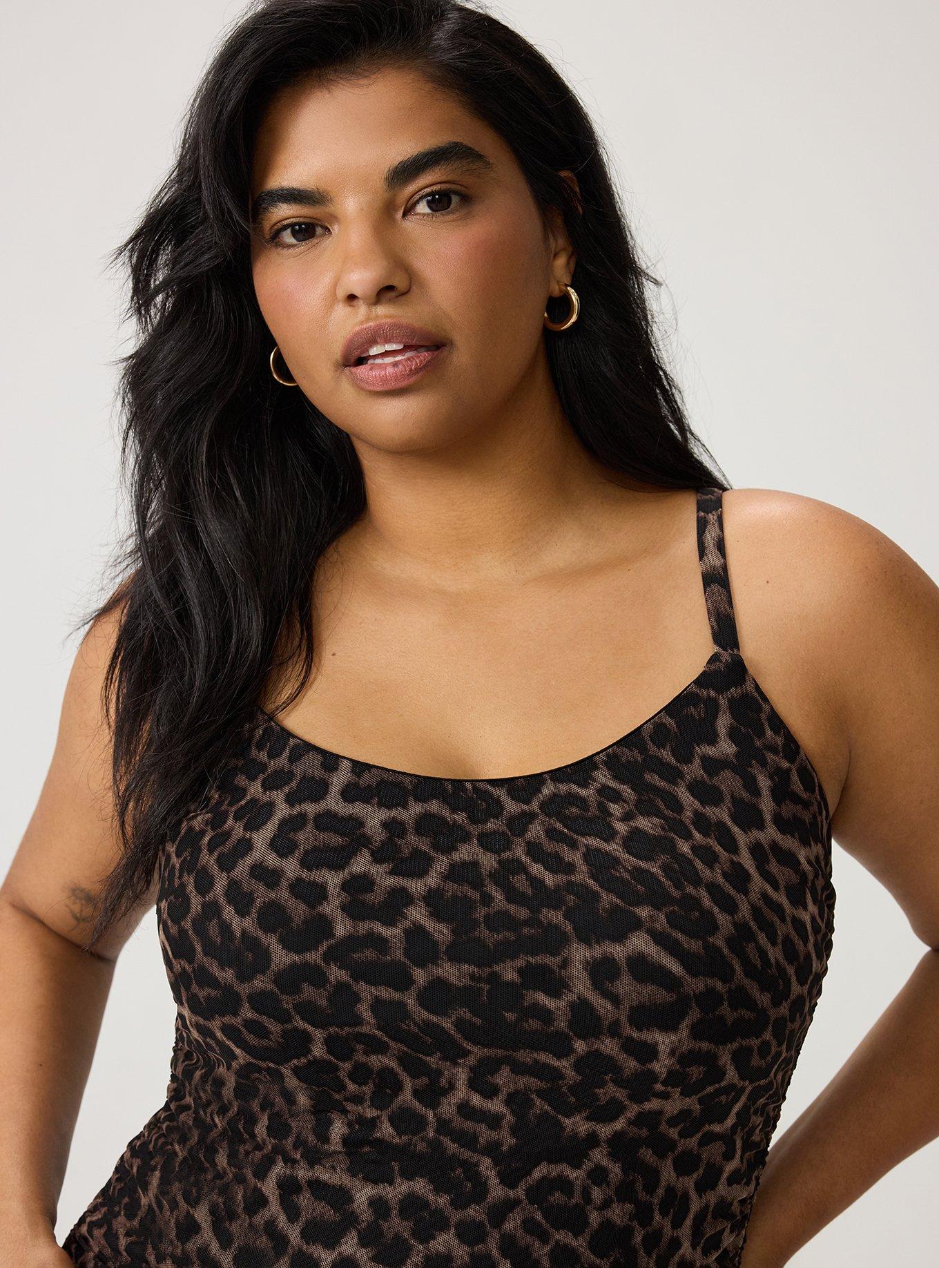 Ruched Bodycon Mesh Mini Dress, ON THE PROWL LEOPARD BROWN, alternate
