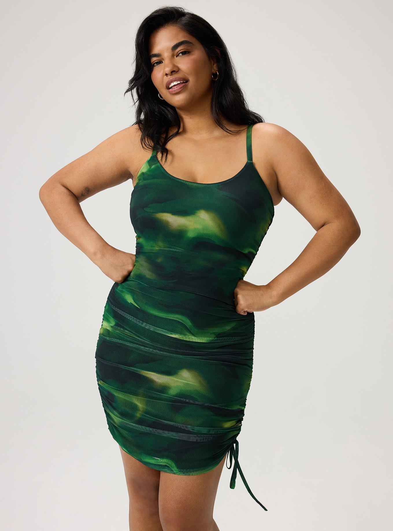 Plus Size - Ruched Bodycon Mesh Mini Dress - Torrid