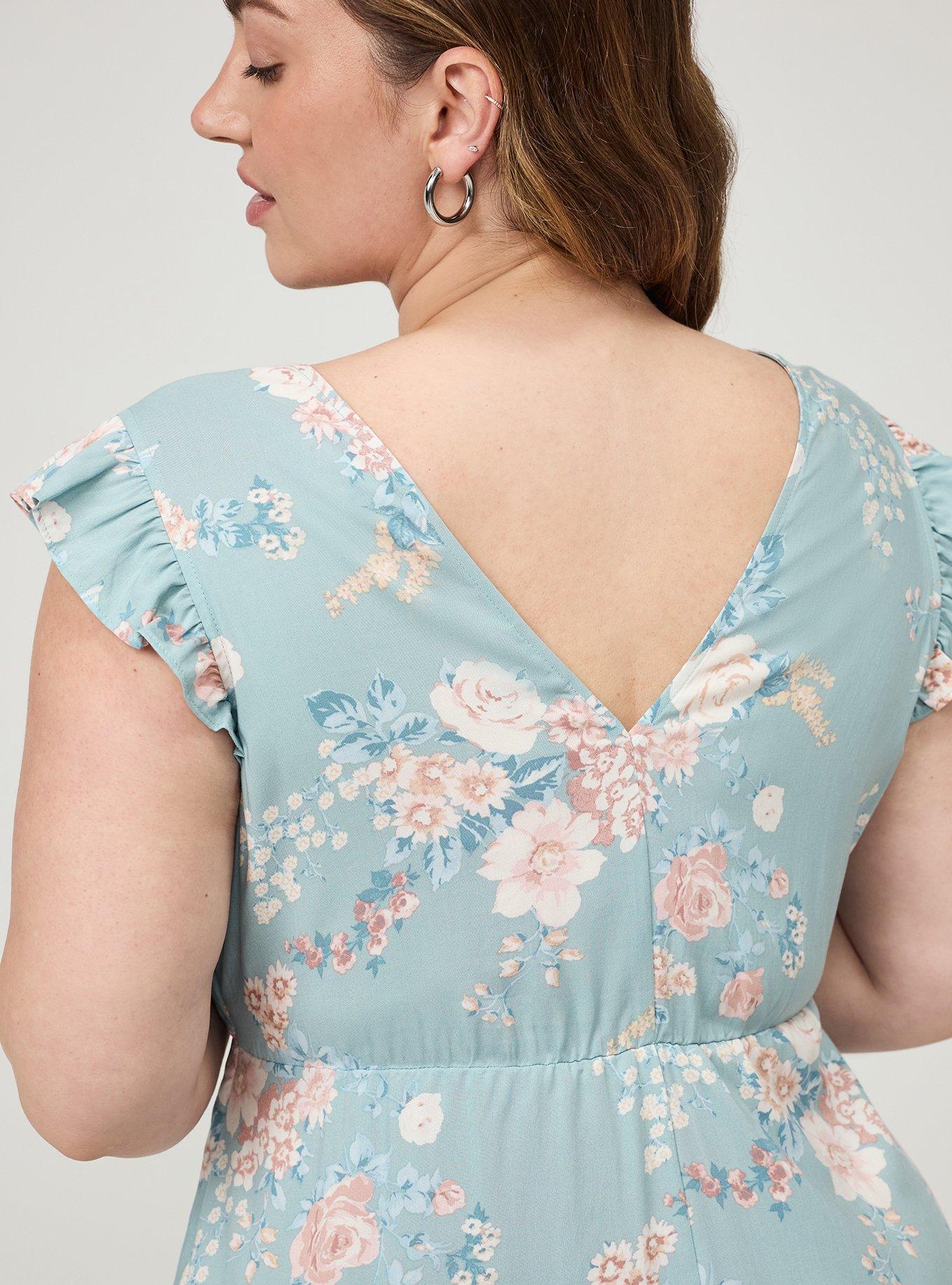V-Neck Ruffle Sleeve Midi Dress, WILD BOUQUET MINT, alternate