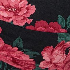 Retro Chic Belted Twist Front Swing Dress, TRADITIONAL ROSES FLORAL BLACK, swatch