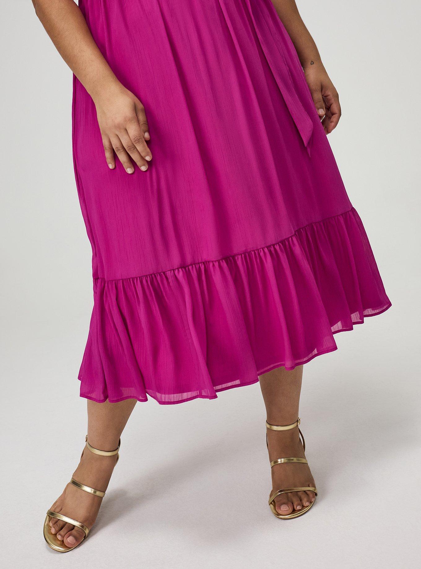 Plus Size Chiffon Tea Length Dress, WILD ASTER, alternate