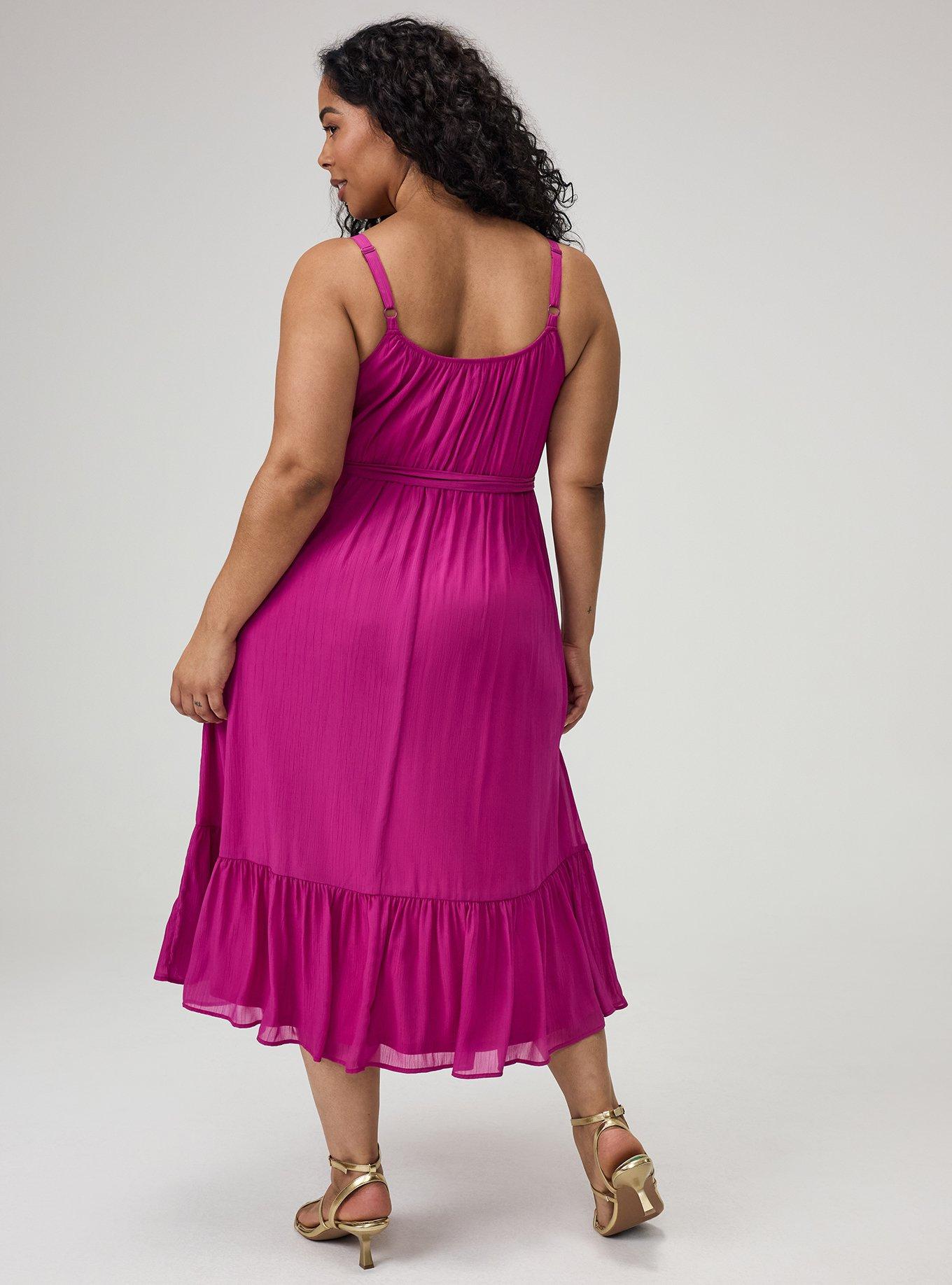 Plus Size Chiffon Tea Length Dress, WILD ASTER, alternate